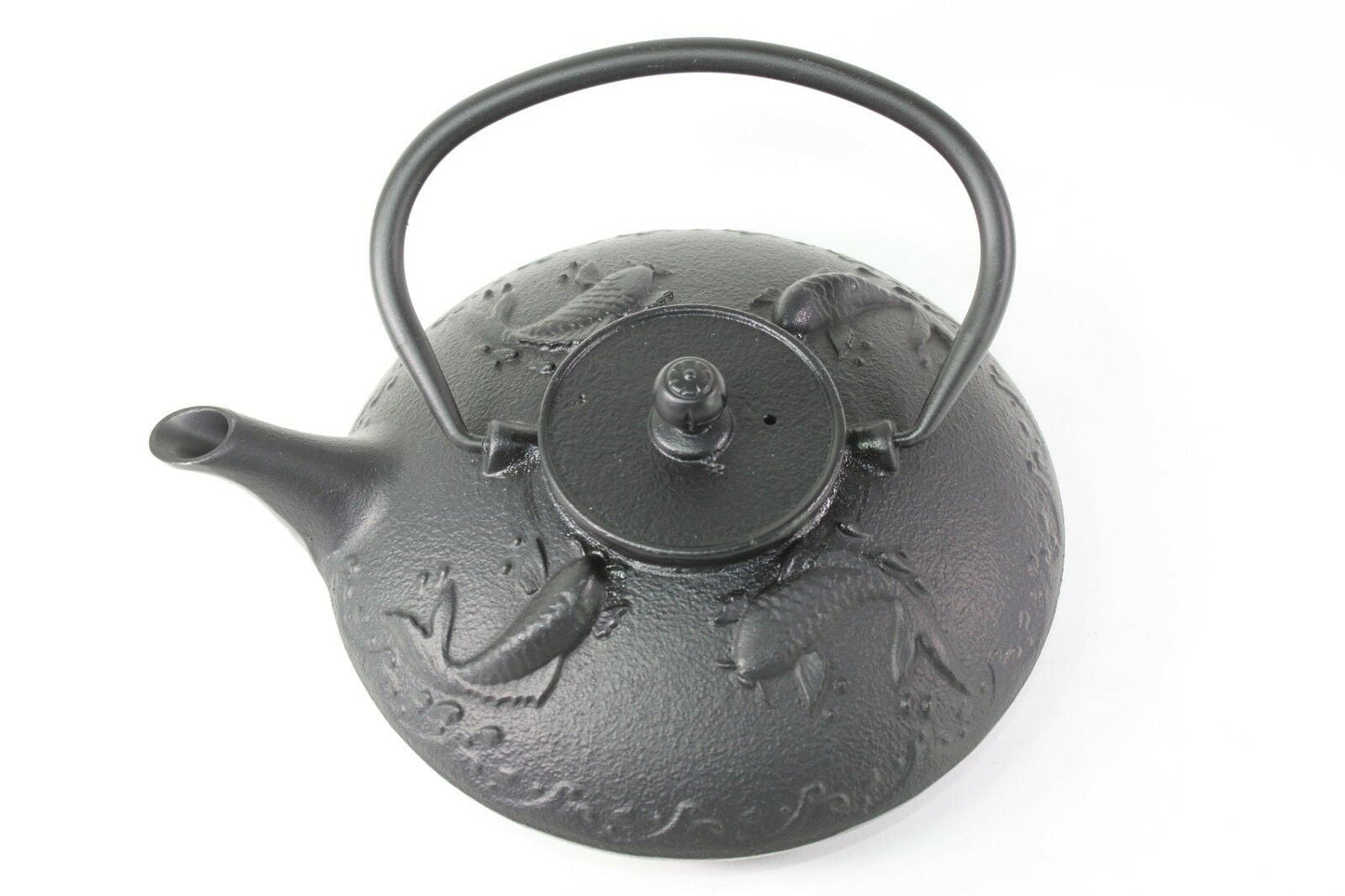24 fl oz Black Fancy Carp Fish (Koi) Japanese Cast Iron Teapot + Infuser Filter F15591