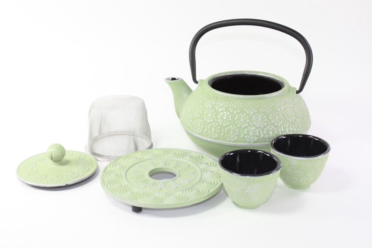 24 fl oz Green Primula Japanese Iron Teapot Tetsubin Infuser Tea Set F15648