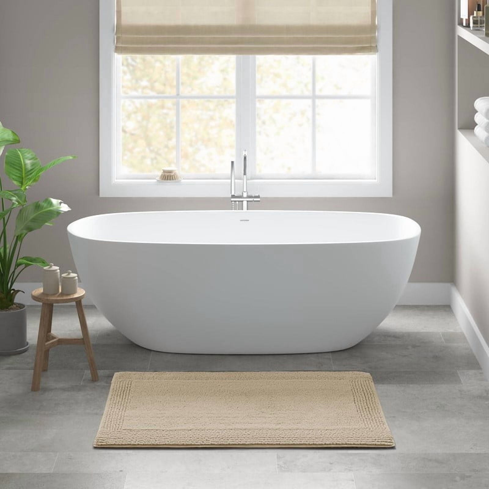 24x36 Inches Reversible Bath Rug, 100% Cotton 3000 GSM Tufted Bath Mat, Natural Luxury Soft Plush Bathroom Rug for Bathroom Shower Floor Home Decor