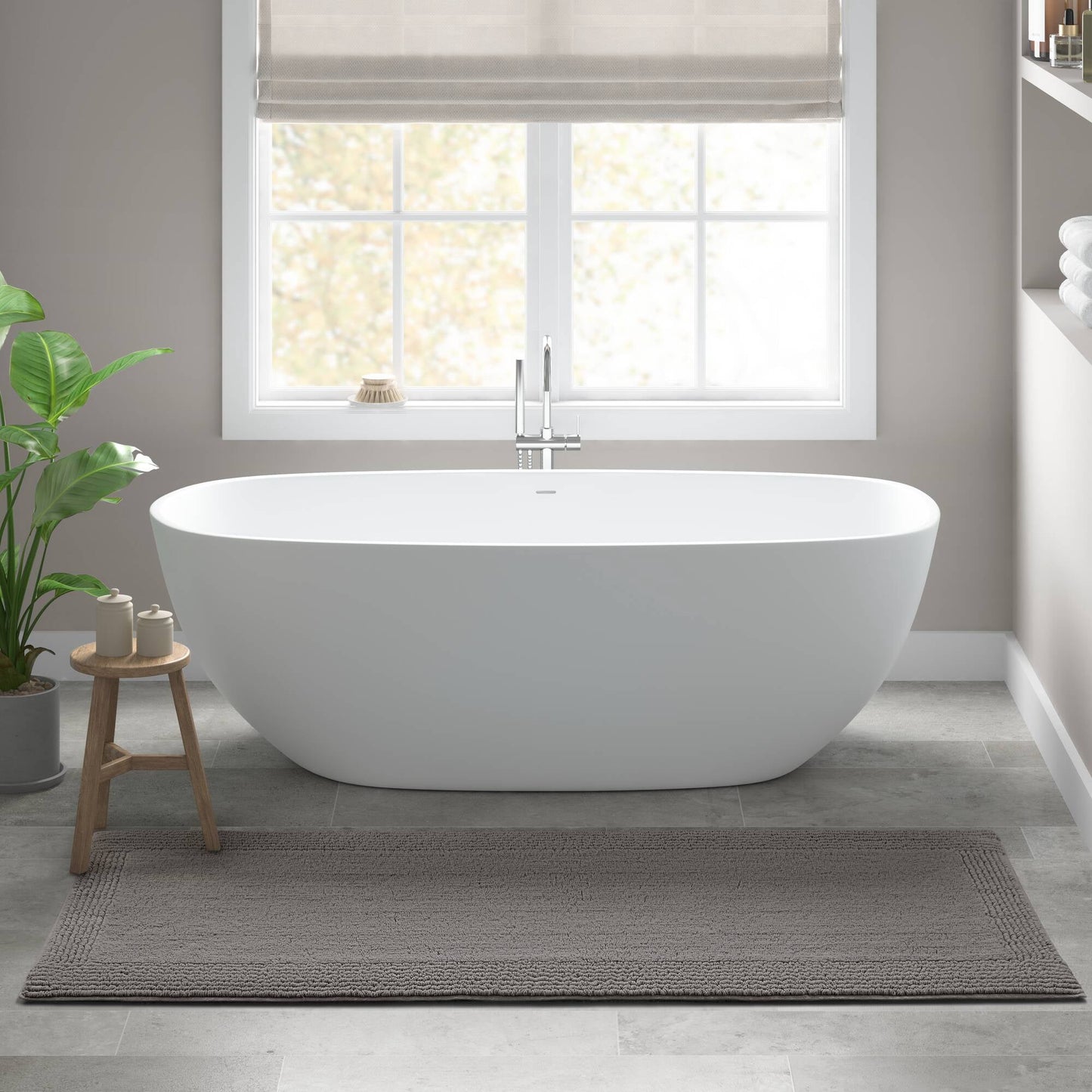 24x60 Inches Reversible Bath Rug, 100% Cotton 3000 GSM Tufted Bath Mat, Charcoal Luxury Soft Plush Bathroom Rug for Bathroom Shower Floor Home Decor