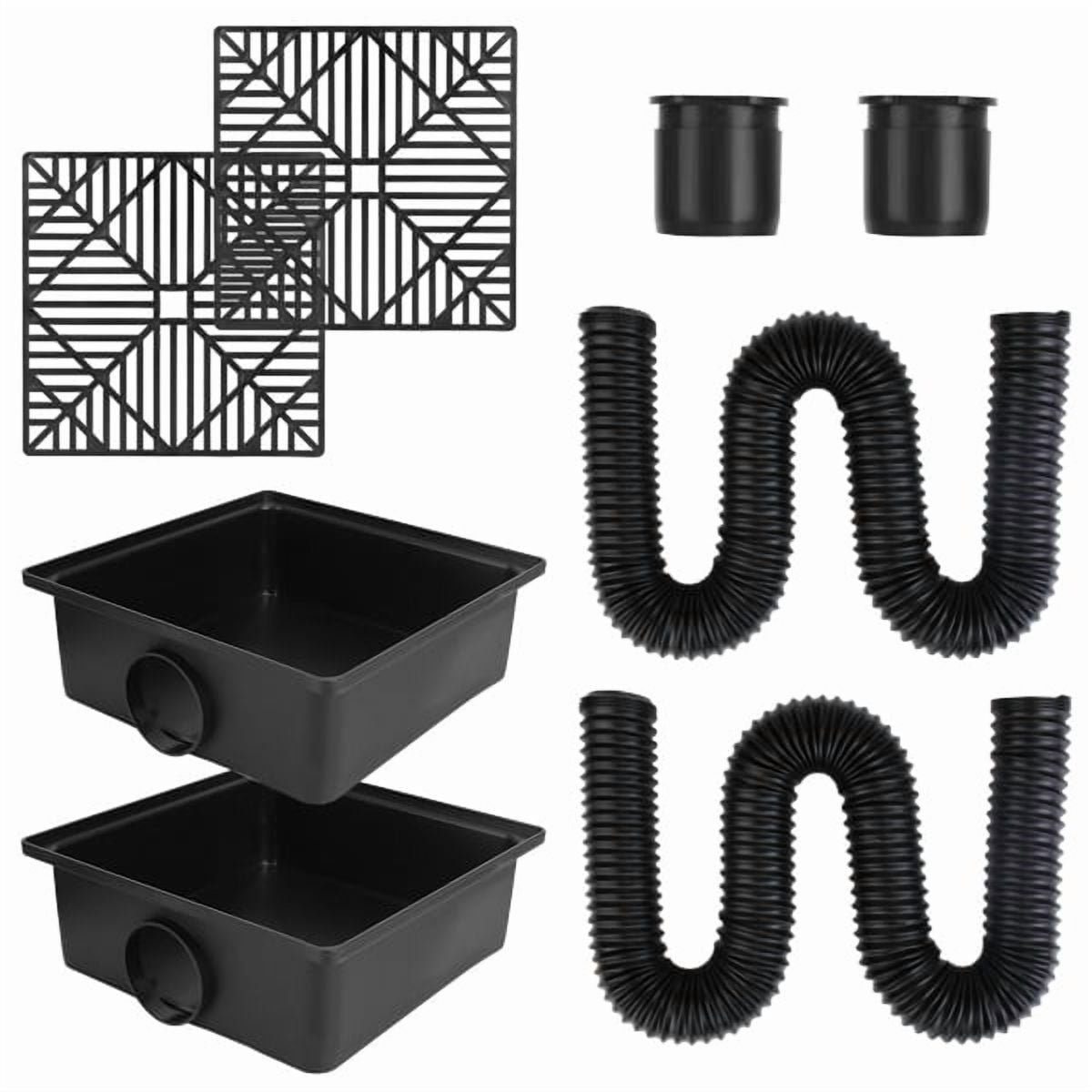 2PCS 4.9FT Flexible Extendable Hose Gutter Downspout Extension Low Profile No Deep Digging Catch Basin Downspout Extender with For House Foundation Protection