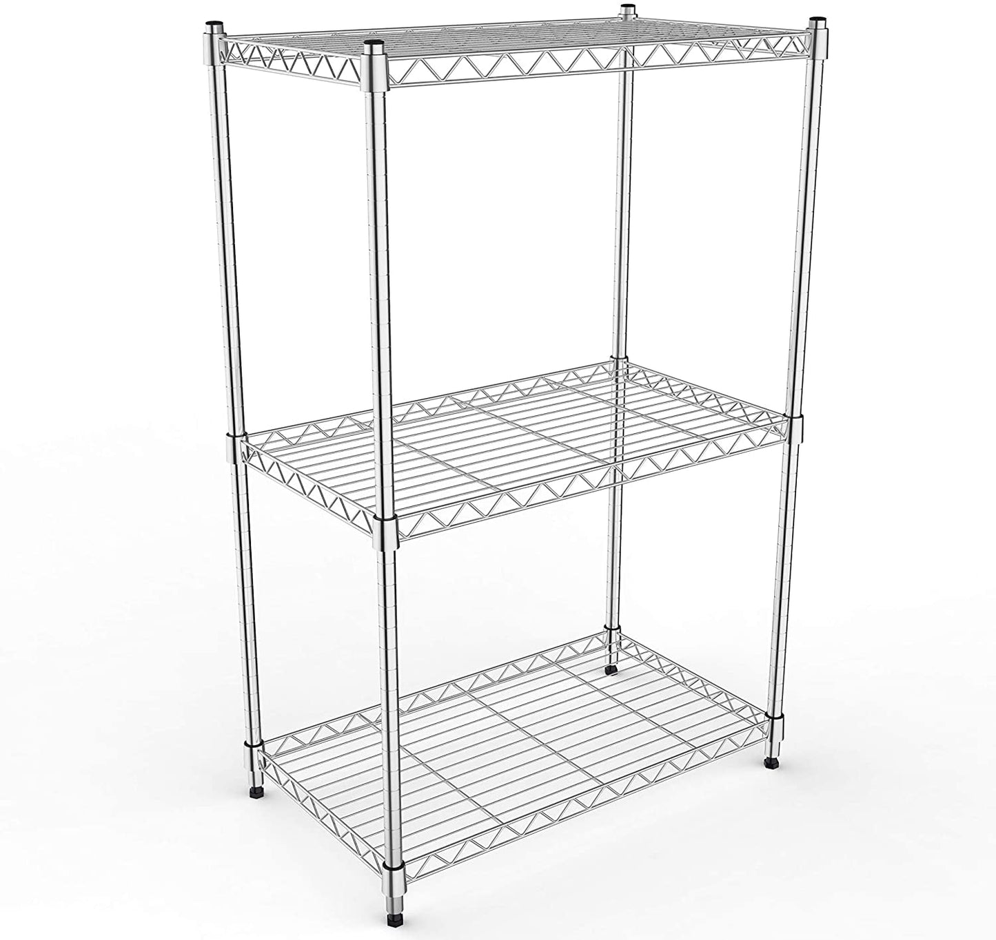 3-Shelf Wire Storage Shelving with Wheels,Adjustable Storage Units, Steel Organizer Wire Rack, 23" W x 13" D x 33" H,Black