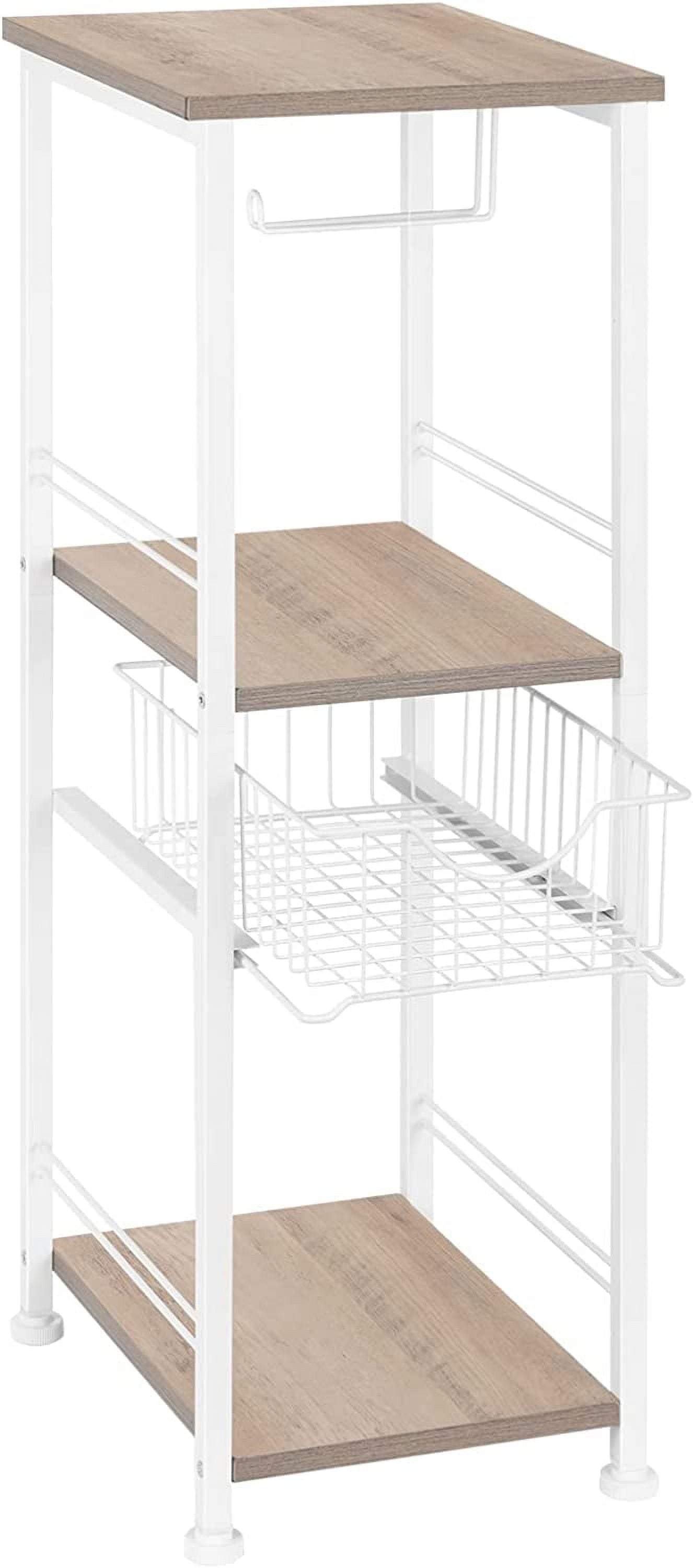 3 Tier Freestanding Bathroom Shelf with Drawer Toilet Paper Storage Stand, White