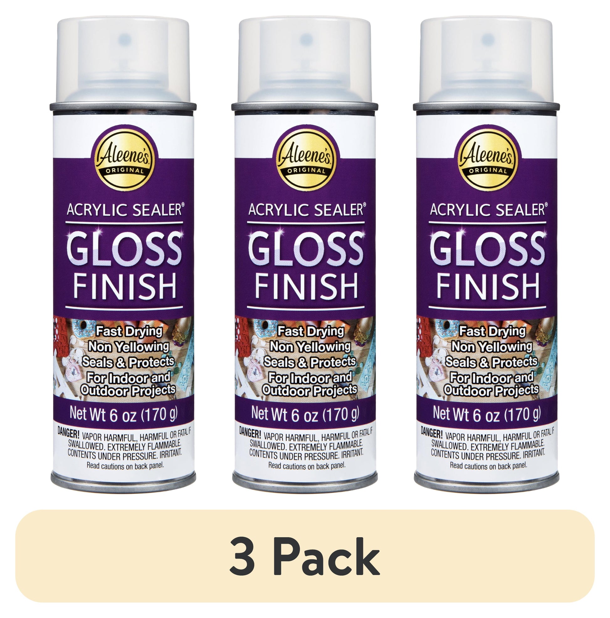 (3 pack) Aleene's Clear Acrylic Spray Sealer, Gloss 6 oz
