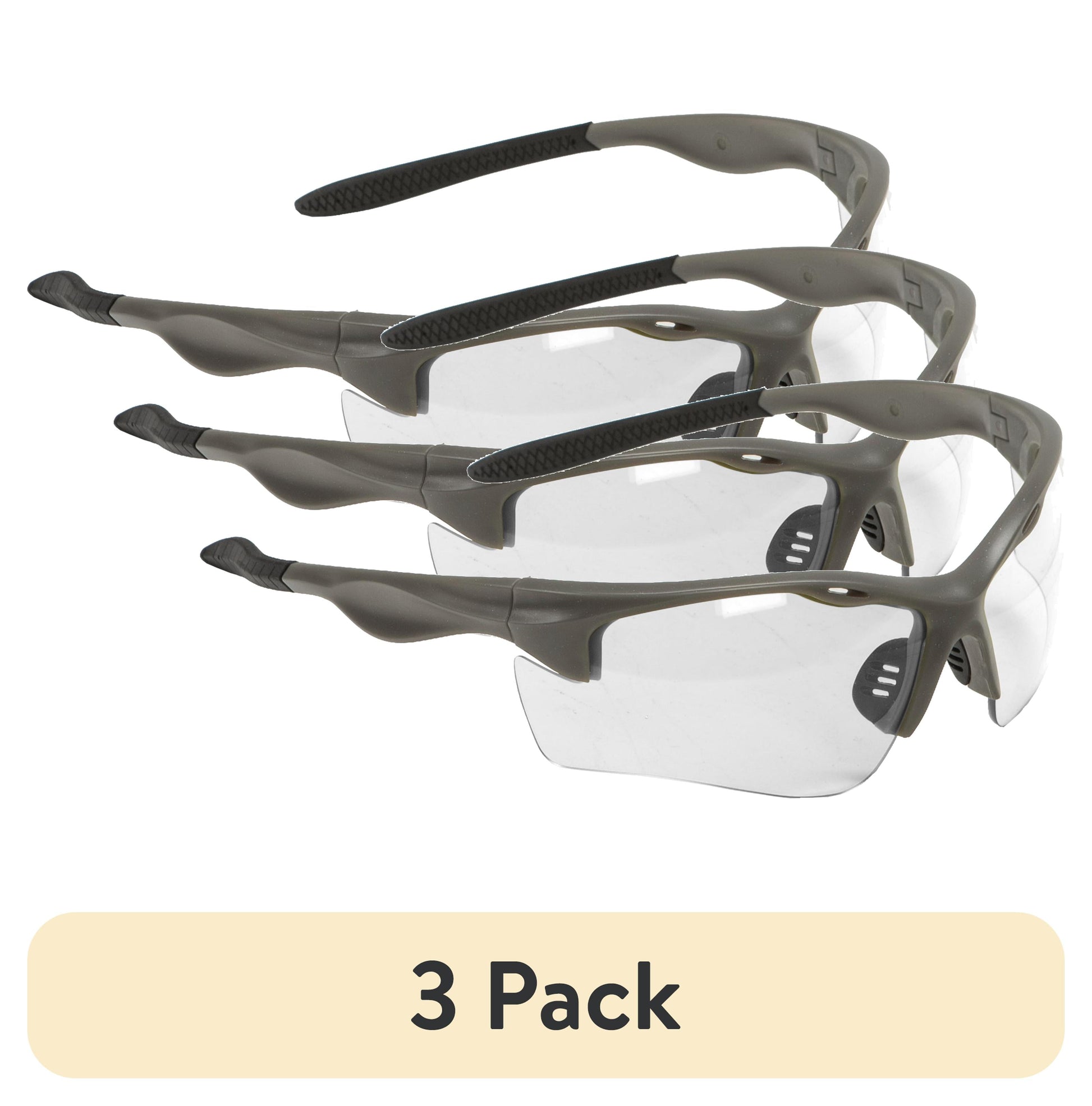 (3 pack) Allen Company Shooting & Safety Glasses, Clear, Wrap Around Polycarbonate, ANSI Z87, Anti-scratch
