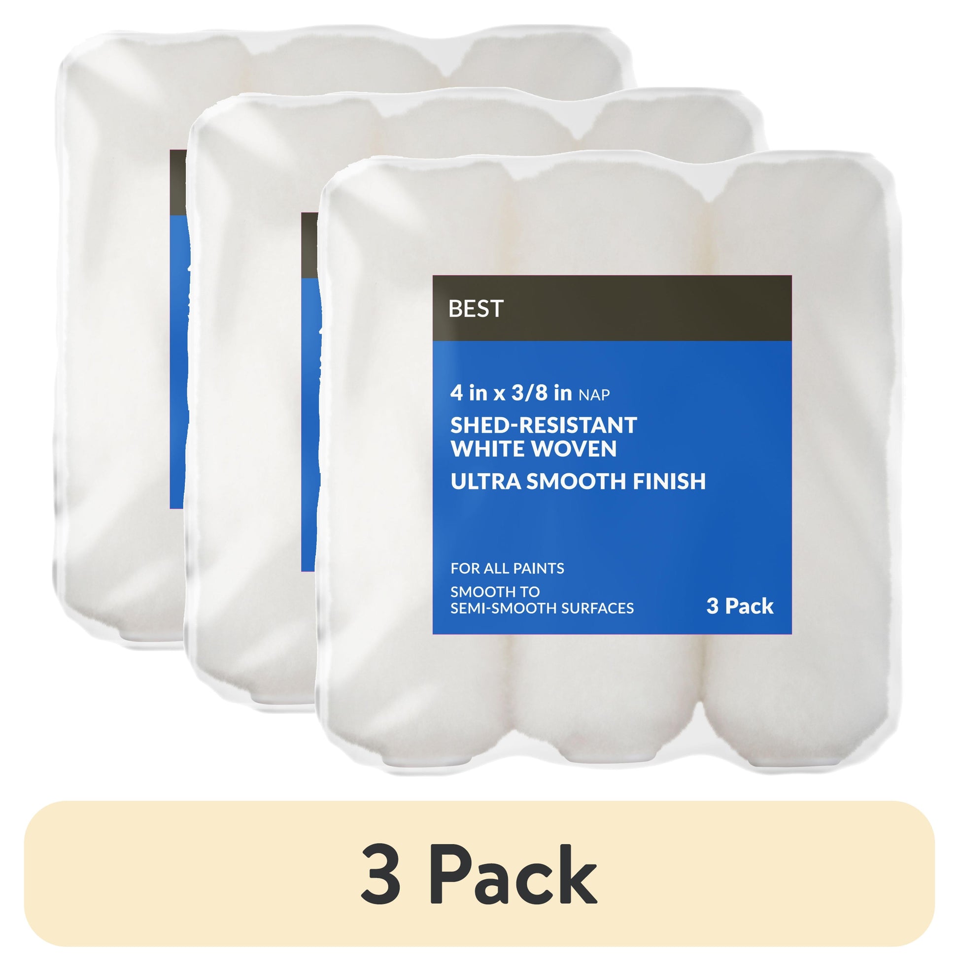 (3 pack) BEST 4 x 3/8 in nap Woven Mini Roller 3 Pack