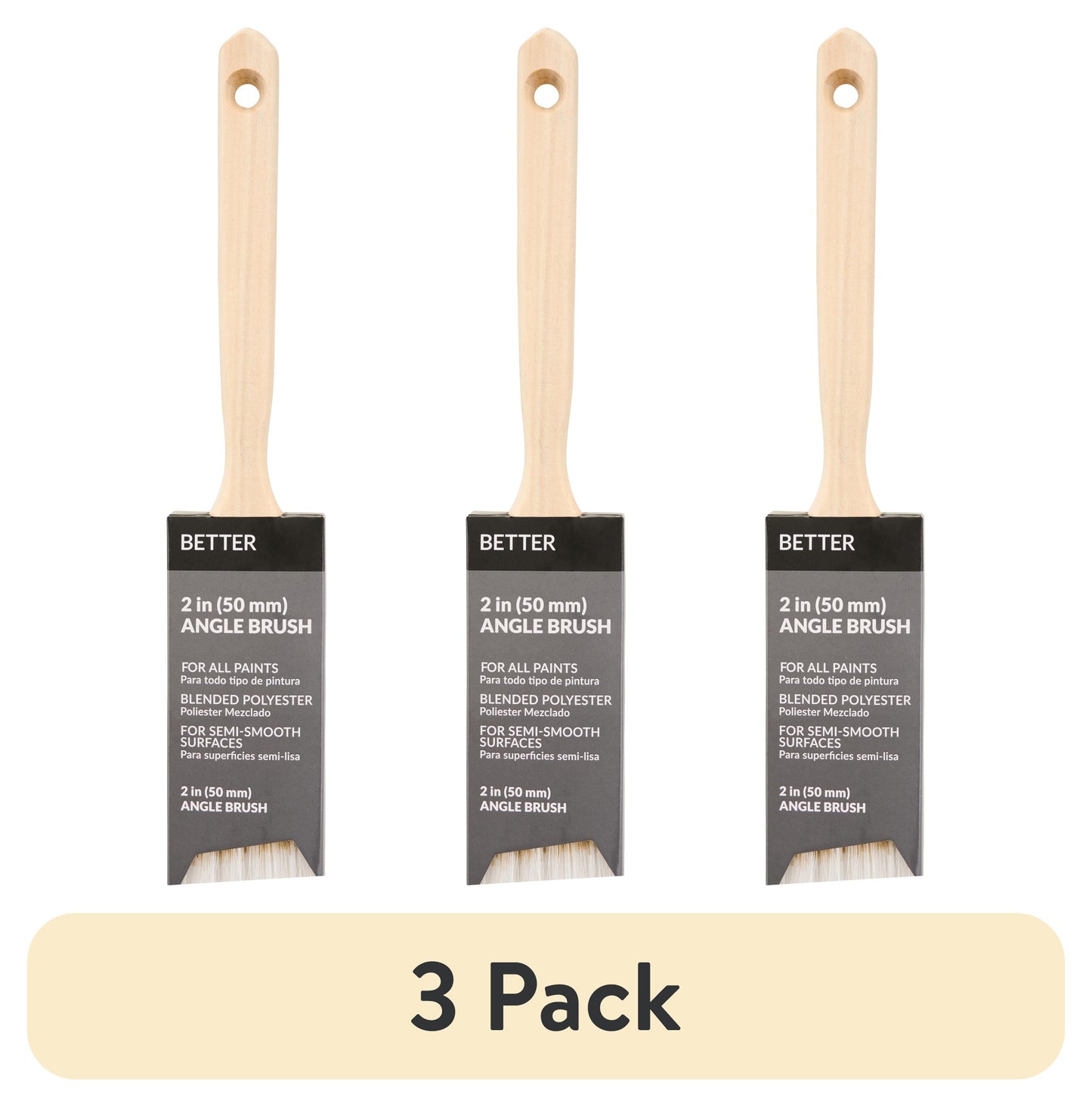 (3 pack) BETTER 2" Blended Polyester Angle Brush