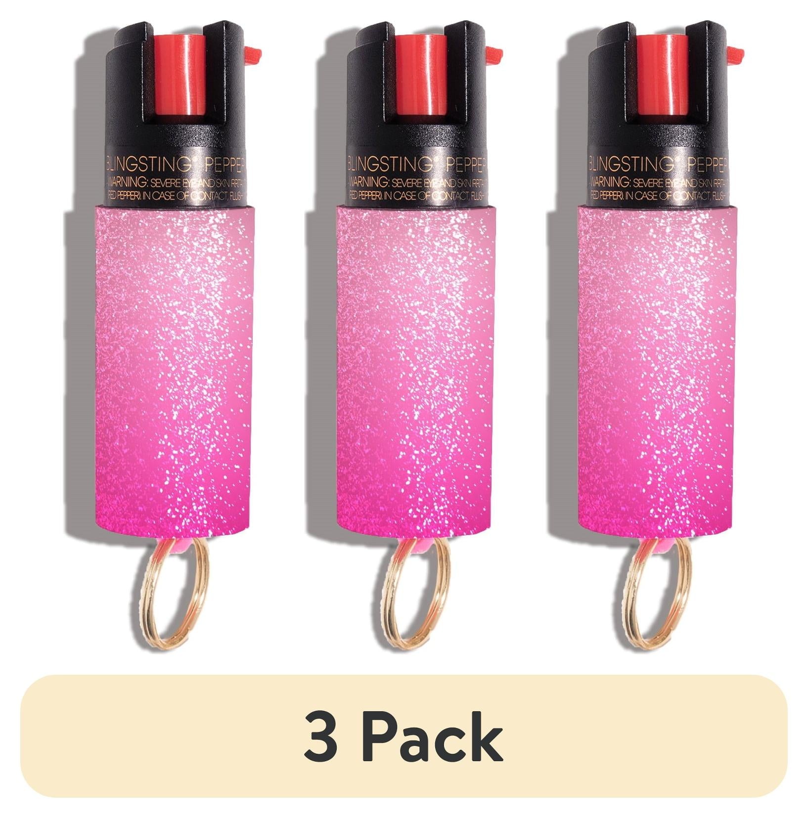(3 pack) BLINGSTING Essentials Compact Pepper Spray with Key Ring,  Pink Ombre, .5 oz, 1 Count, 1 in x 1 in x 3 in