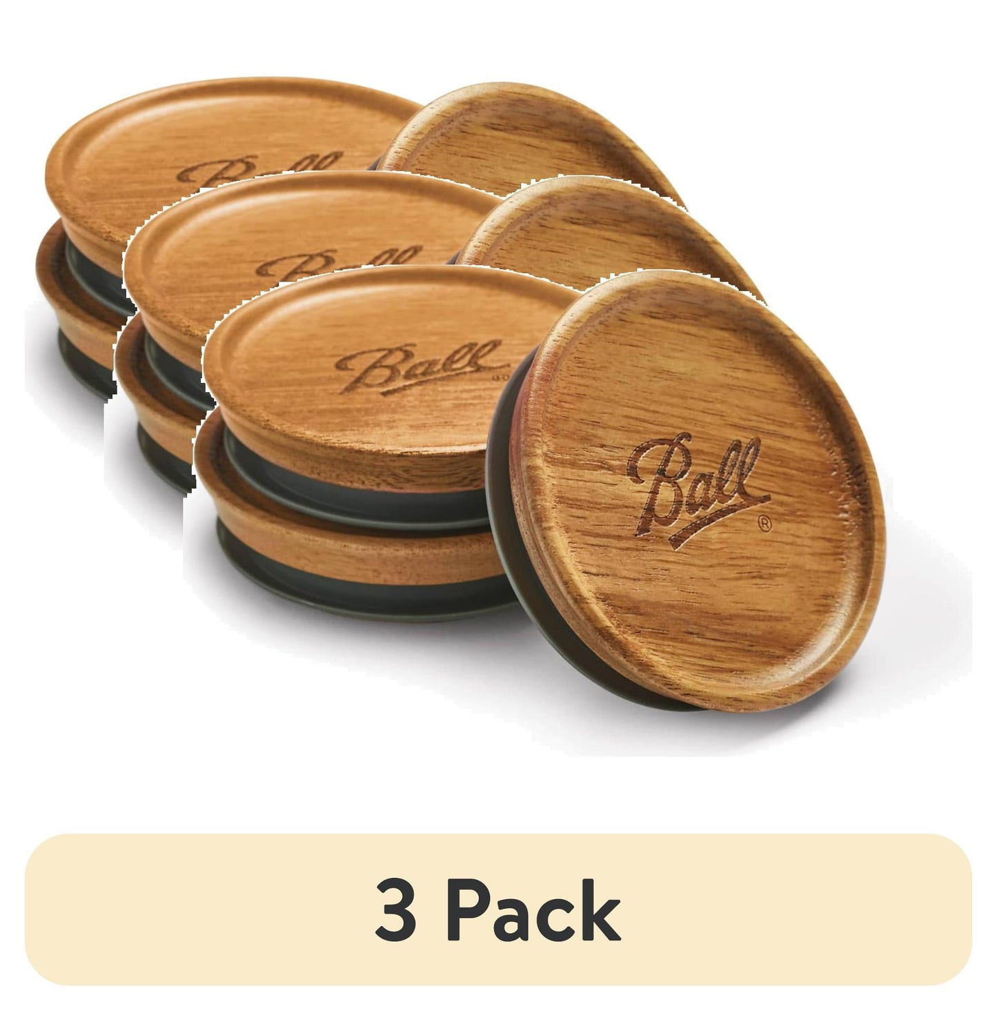 (3 pack) Ball Wooden Storage Lids, Regular Mouth, Ball Jar Lids, 3 Pack