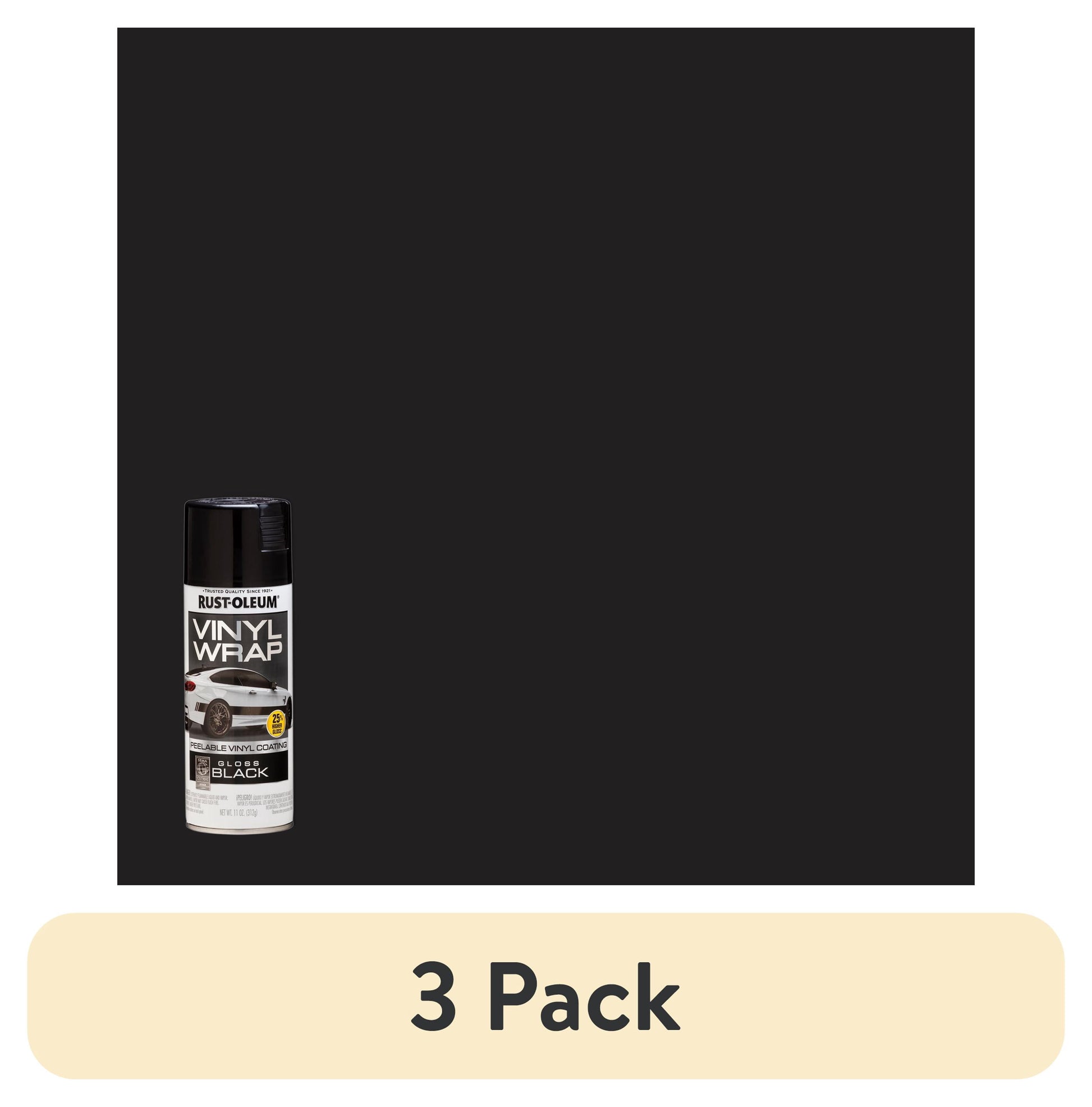 Black, Rust-Oleum Automotive Vinyl Wrap Peelable Coating Gloss Spray Paint-352724, 11 oz
