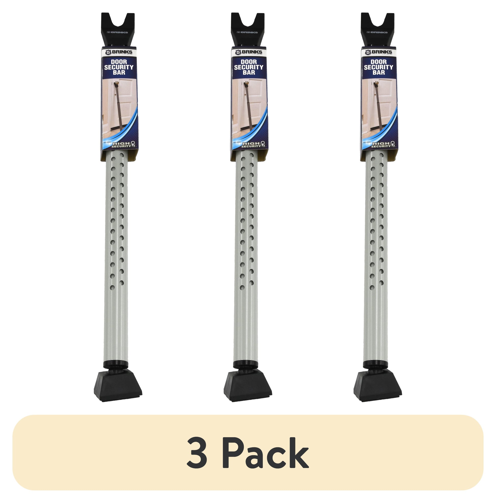 (3 pack) Brinks Commercial Steel Adjustable 25in-43in Heavy-Duty Security Bar