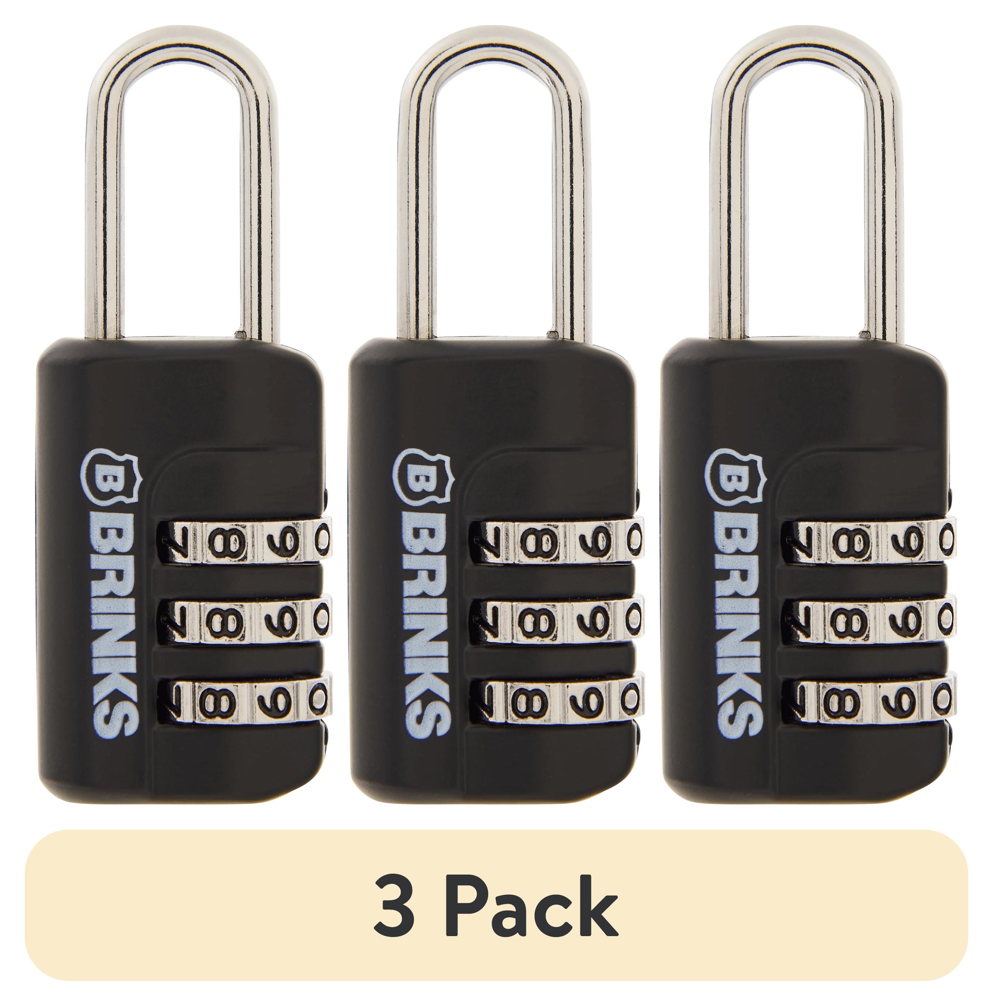Brinks Zinc Diecast 22mm Combination Sport Padlock with 13/16in Shackle, 2 pack