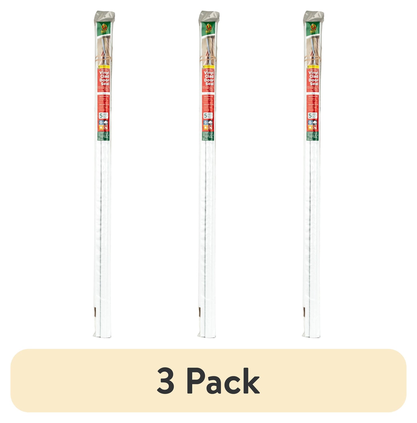 (3 pack) Duck Brand White Replacement Vinyl Clad Door Seal, 4 Strips (40.5 in.) 1 Strip (36 in.)