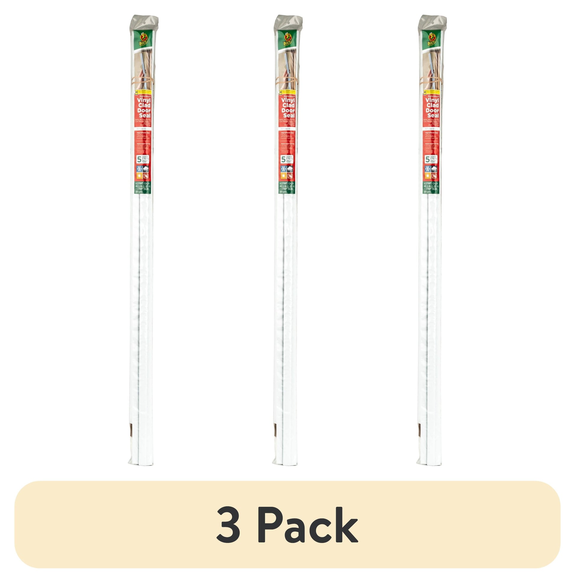 (3 pack) Duck Brand White Replacement Vinyl Clad Door Seal, 4 Strips (40.5 in.) 1 Strip (36 in.)