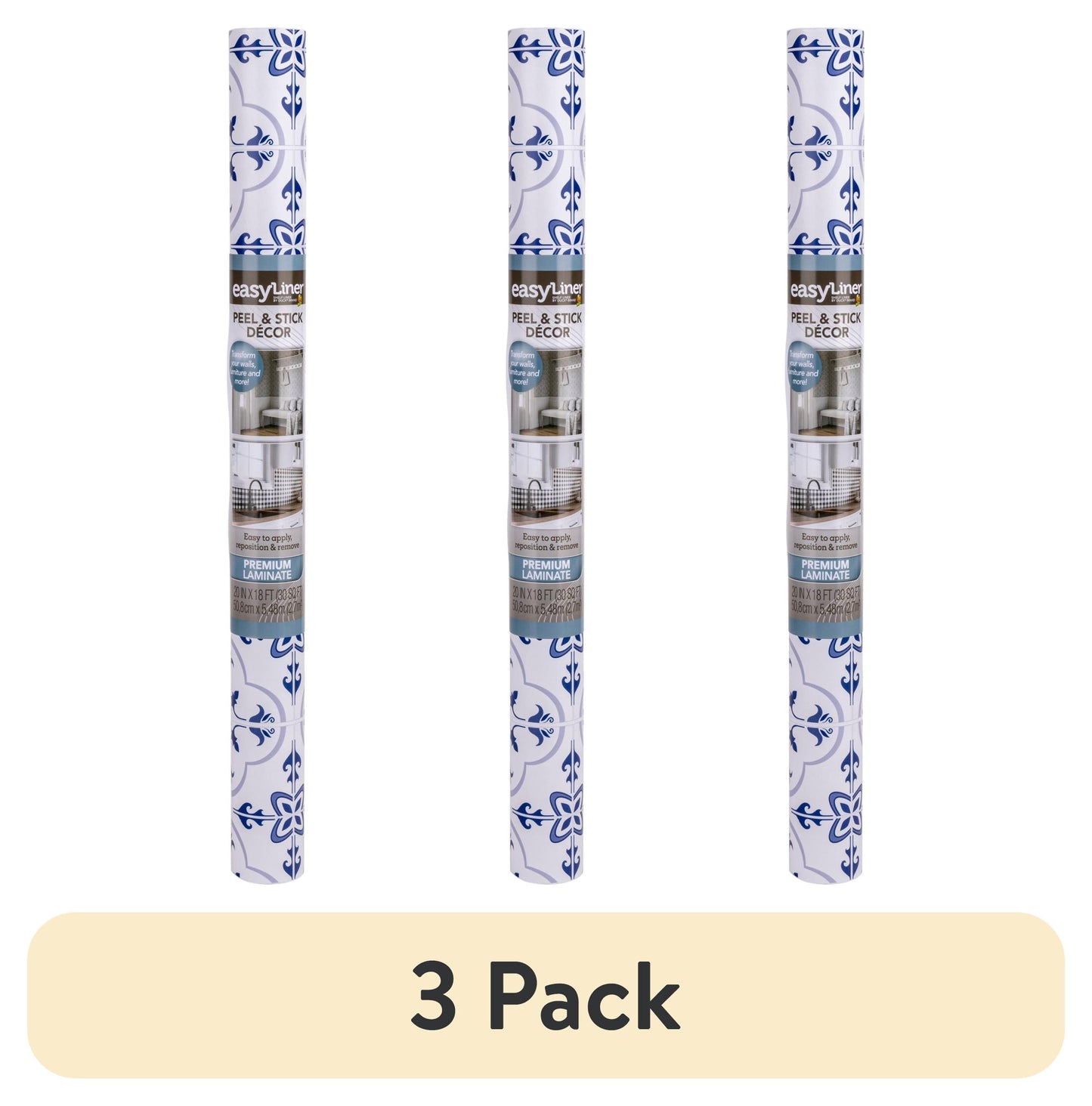 EasyLiner Premium Removable Adhesive Peel & Stick Wallpaper, Mediterranean Tile, 20 in. x 18 ft.
