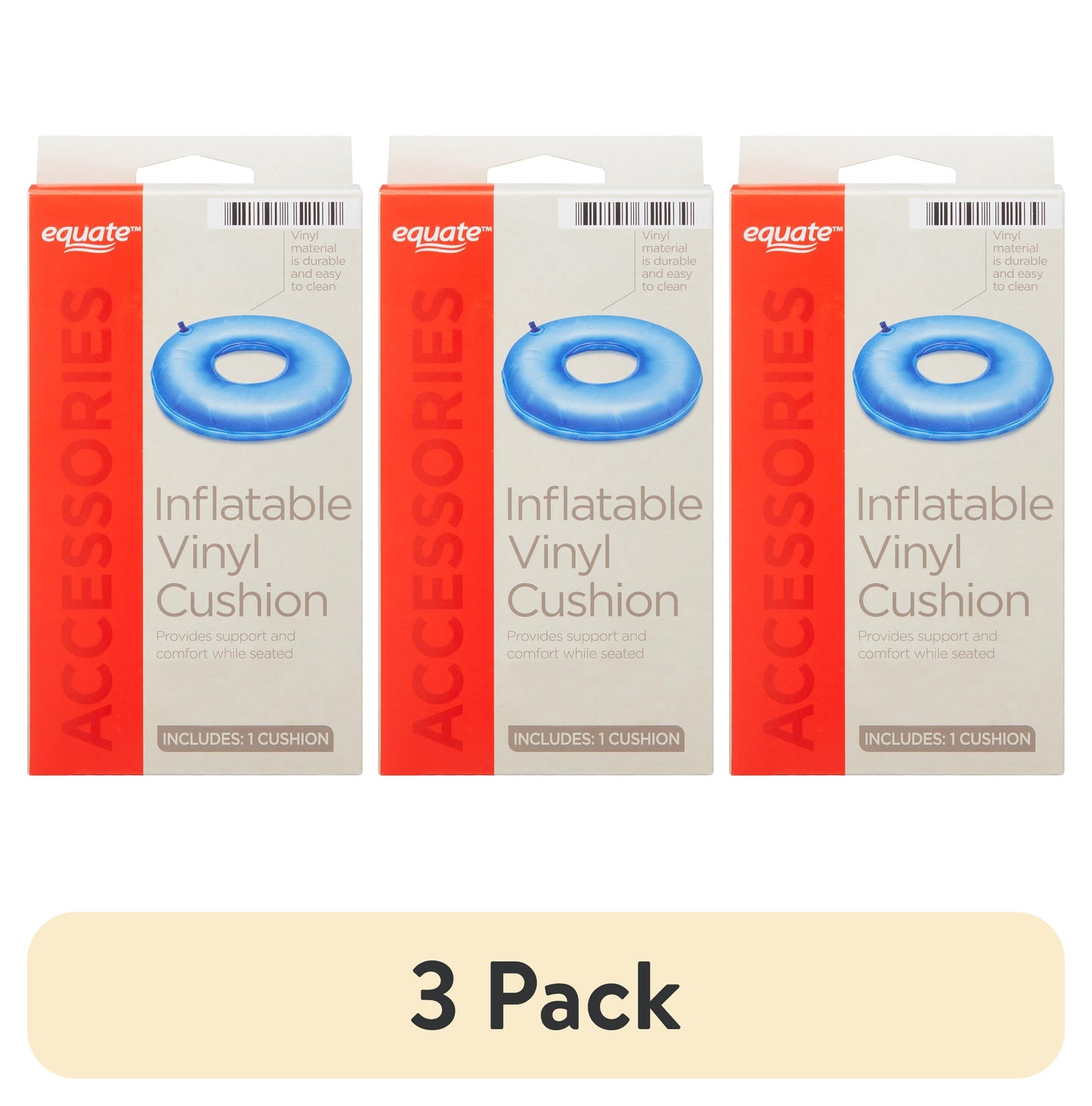 (3 pack) Equate Inflatable Vinyl Cushion