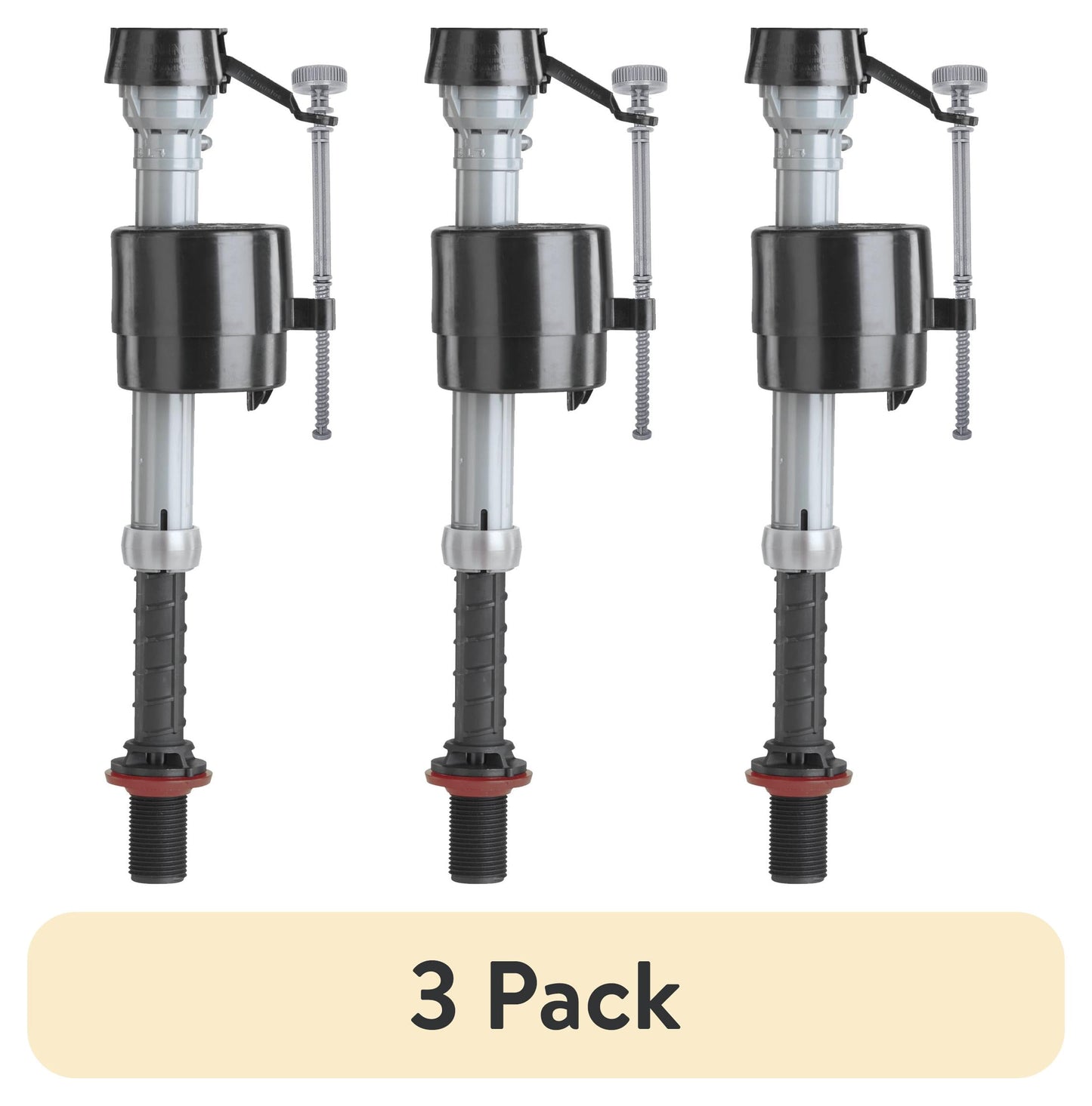 (3 pack) Fluidmaster 400A Universal Toilet Tank Repair Valve, Adjustable Height, Corrosion-Resistant Material, White