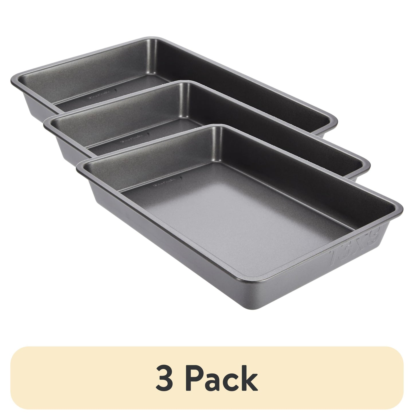 (3 pack) GoodCook PRO Nonstick Carbon Steel Oblong Baking Pan, 9 Inch x 13 Inch, Gray