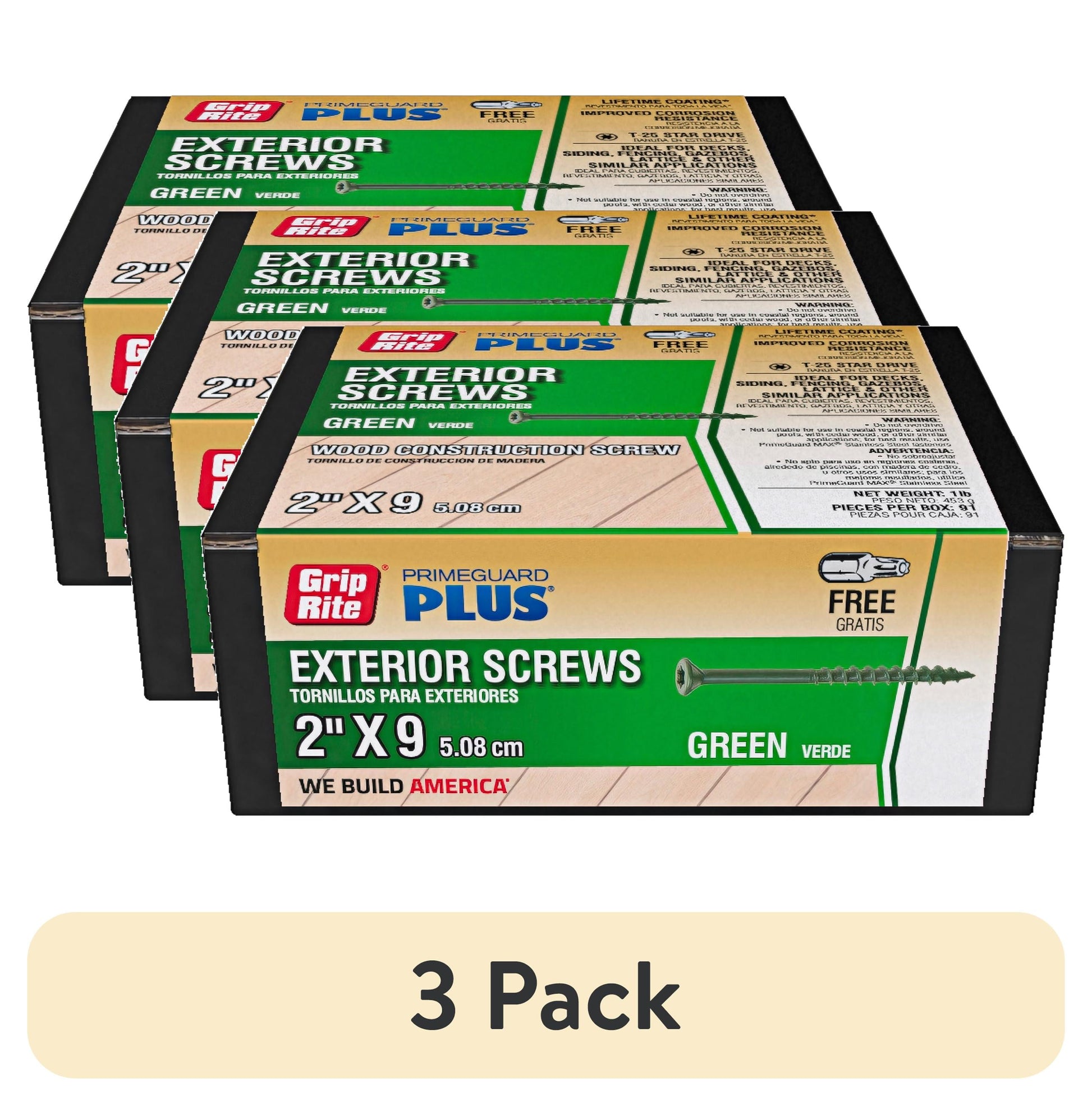 Grip-Rite PrimeGuard Plus #9 x 2 in. Green Wood to Wood Deck Screw 1 lb.