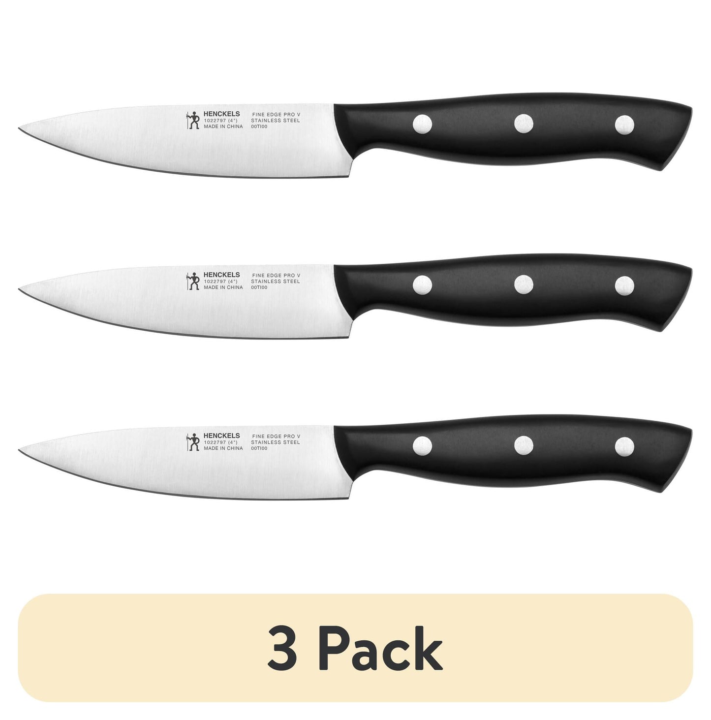 (3 pack) Henckels Everpoint 4-Inch Triple Rivet Stainless Steel Paring Knife