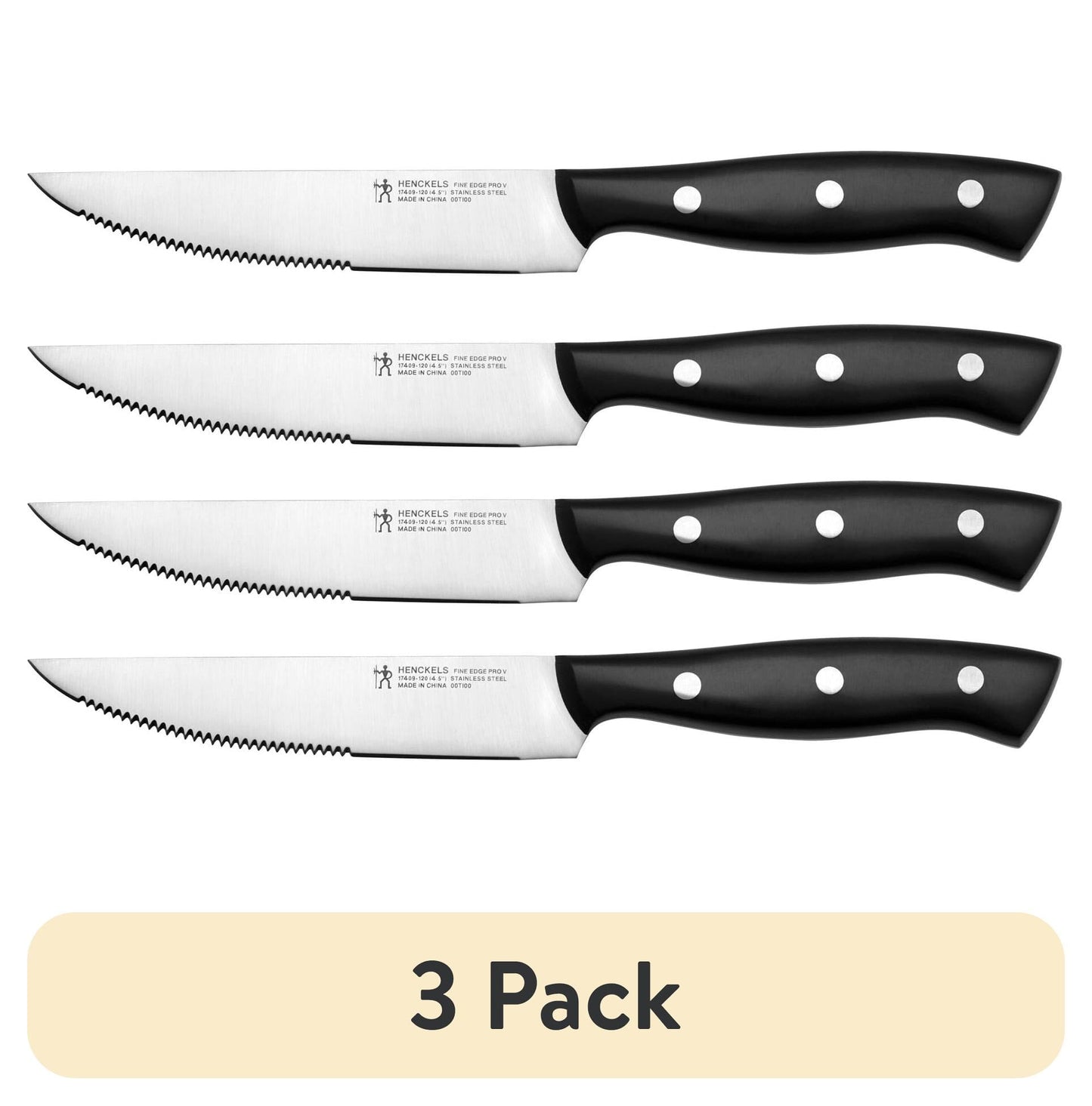 Henckels Everpoint 4 PC Triple Rivet Stainless Steel Steak Knife Set