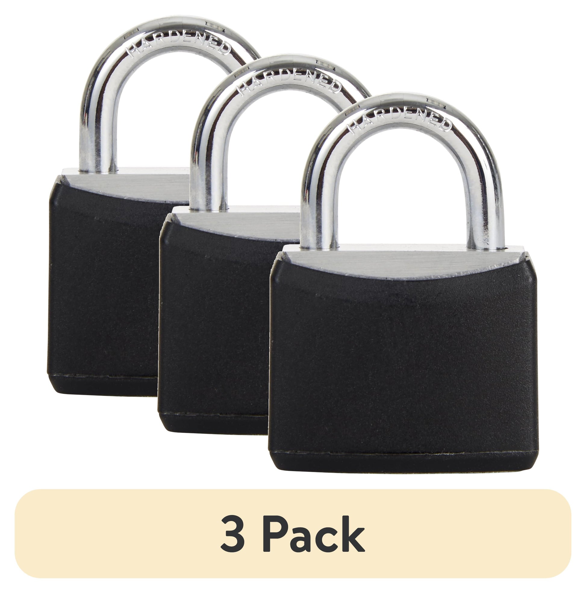 (3 pack) Hyper Tough Covered Aluminum 30mm Keyed Padlock with .5-in Shackle, 2-Pack