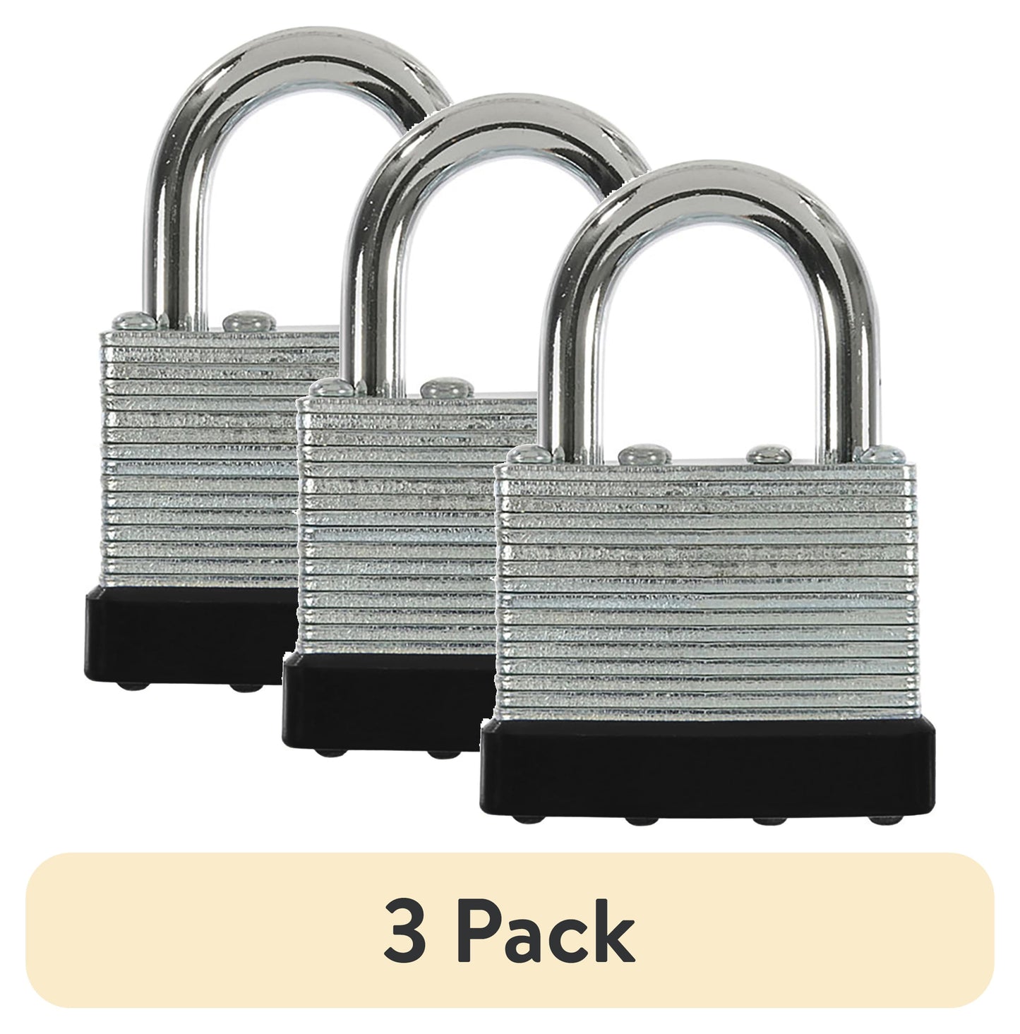 (3 pack) Hyper Tough 40mm Laminated Steel Padlock with 1-in Shackle, 2 Pack