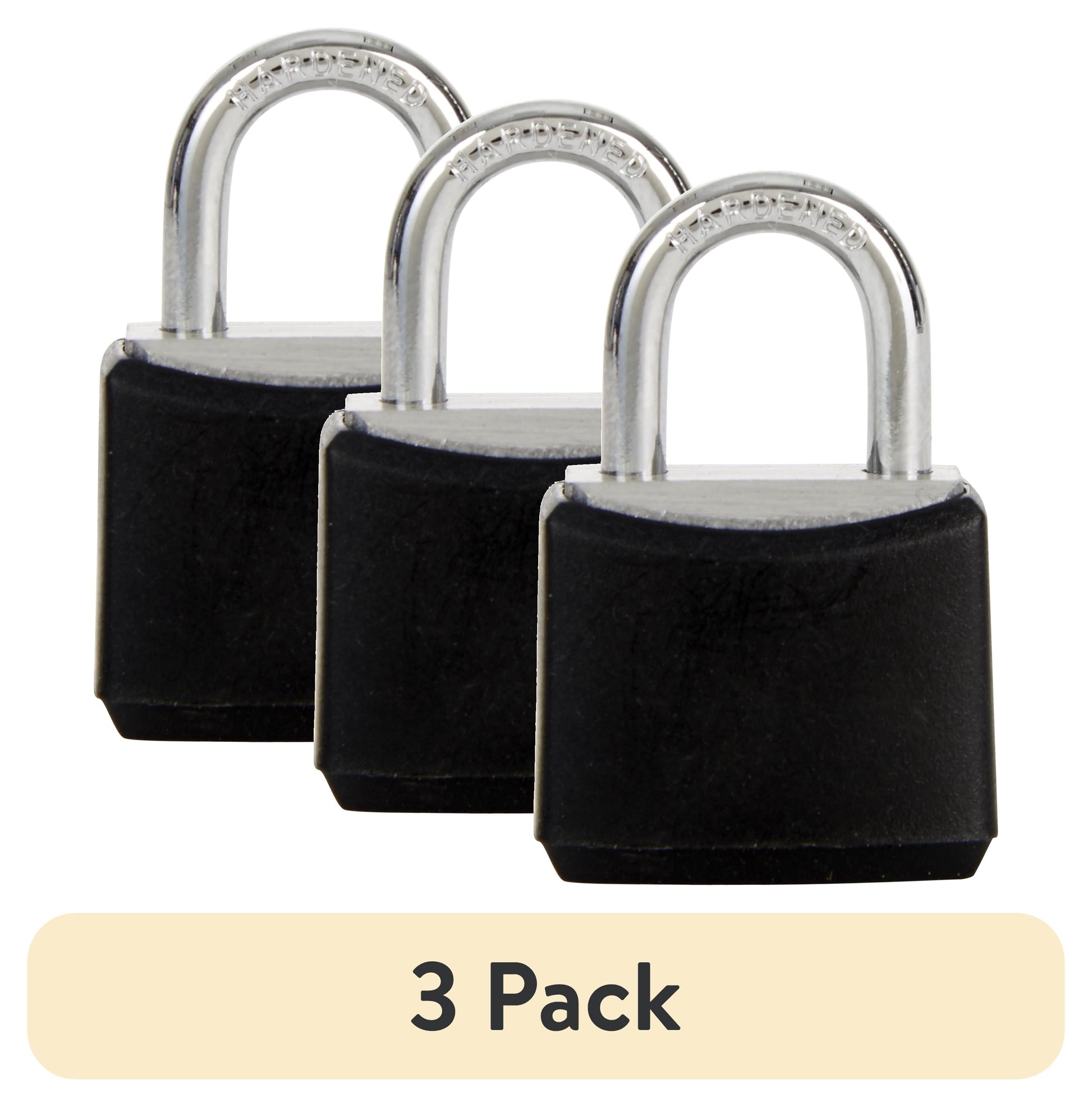(3 pack) Hyper Tough Covered Aluminum Padlock 20mm Body with 7/16in Shackle, 2 pack