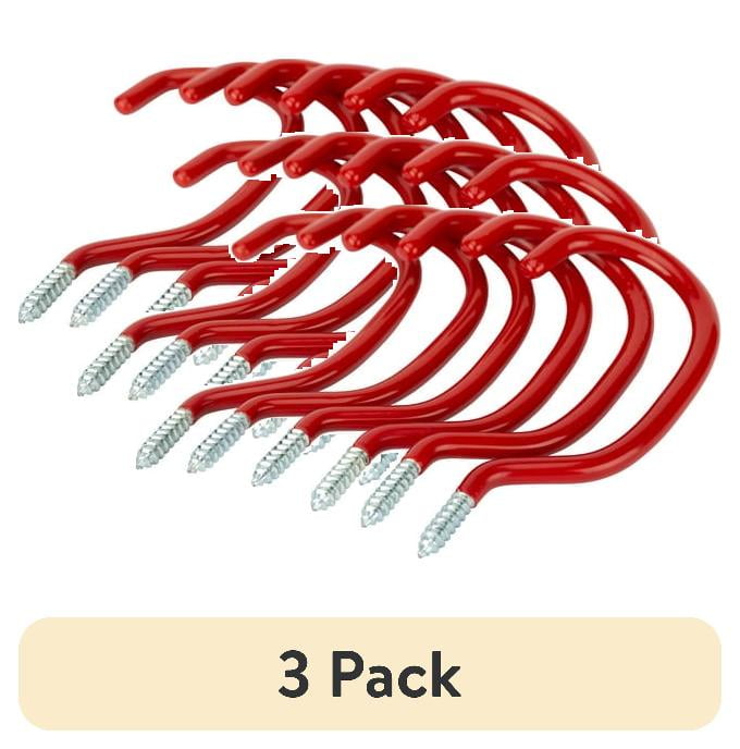 (3 pack) Hyper Tough Screw-in Vinyl Coated Bicycle Hook Value Pack, Red (6 Pack)