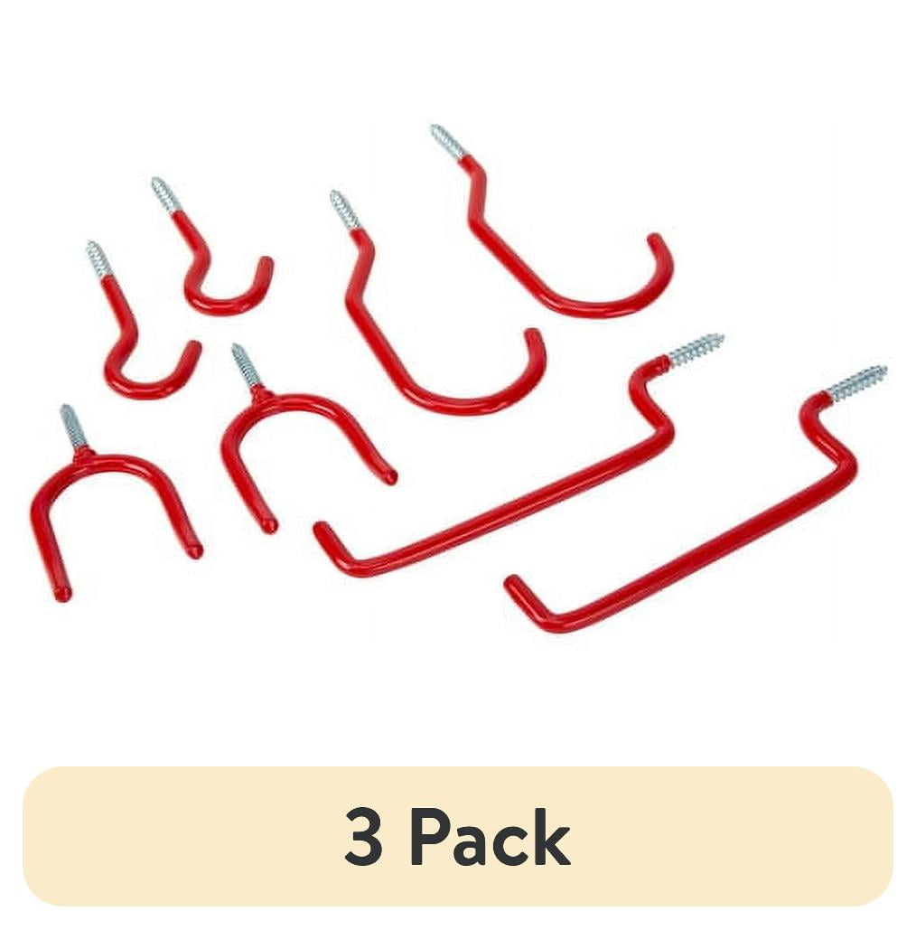 (3 pack) Hyper Tough Screw-in Vinyl Coated Storage Hook Assortment, Red, 8 Pack