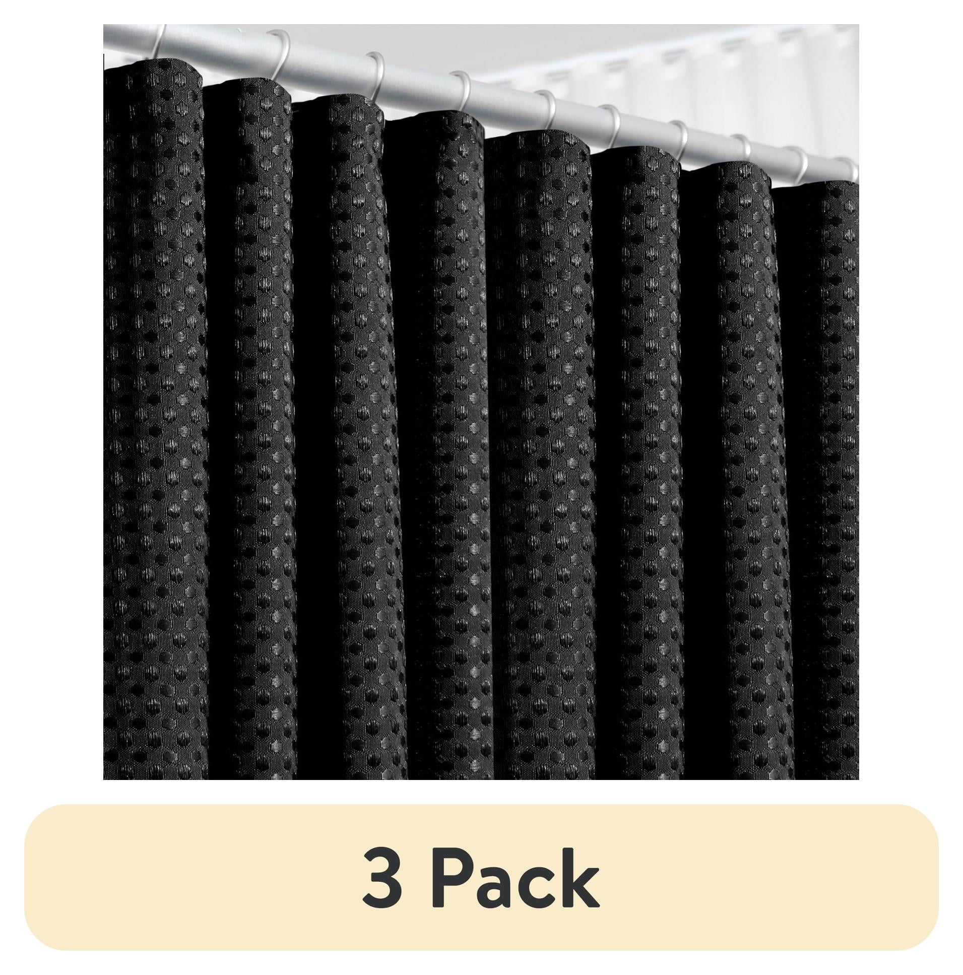 (3 pack) LammaLoe Black Shower Curtain, Waffle Weave Heavy Duty Fabric Shower Curtain, 72â€ x 72" Hotel Luxury 256 GSM Bathroom Curtains
