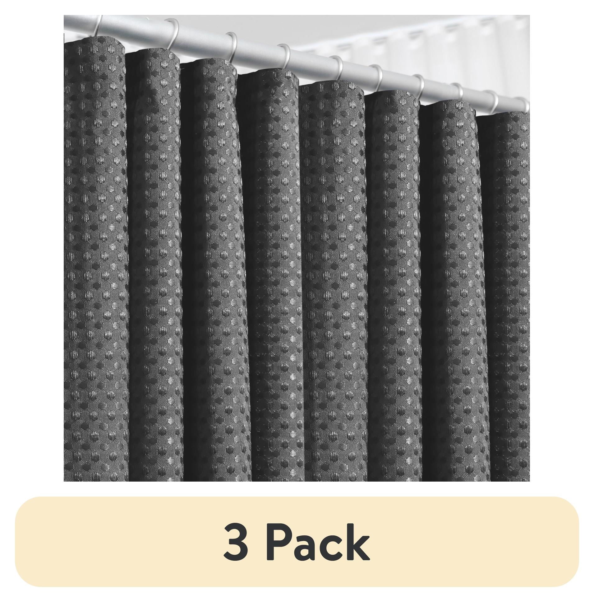 (3 pack) LammaLoe Gray Shower Curtains, Waffle Weave Heavy Duty Fabric Shower Curtain, 72â€ x 72" Hotel Luxury 256 GSM Bathroom Curtains