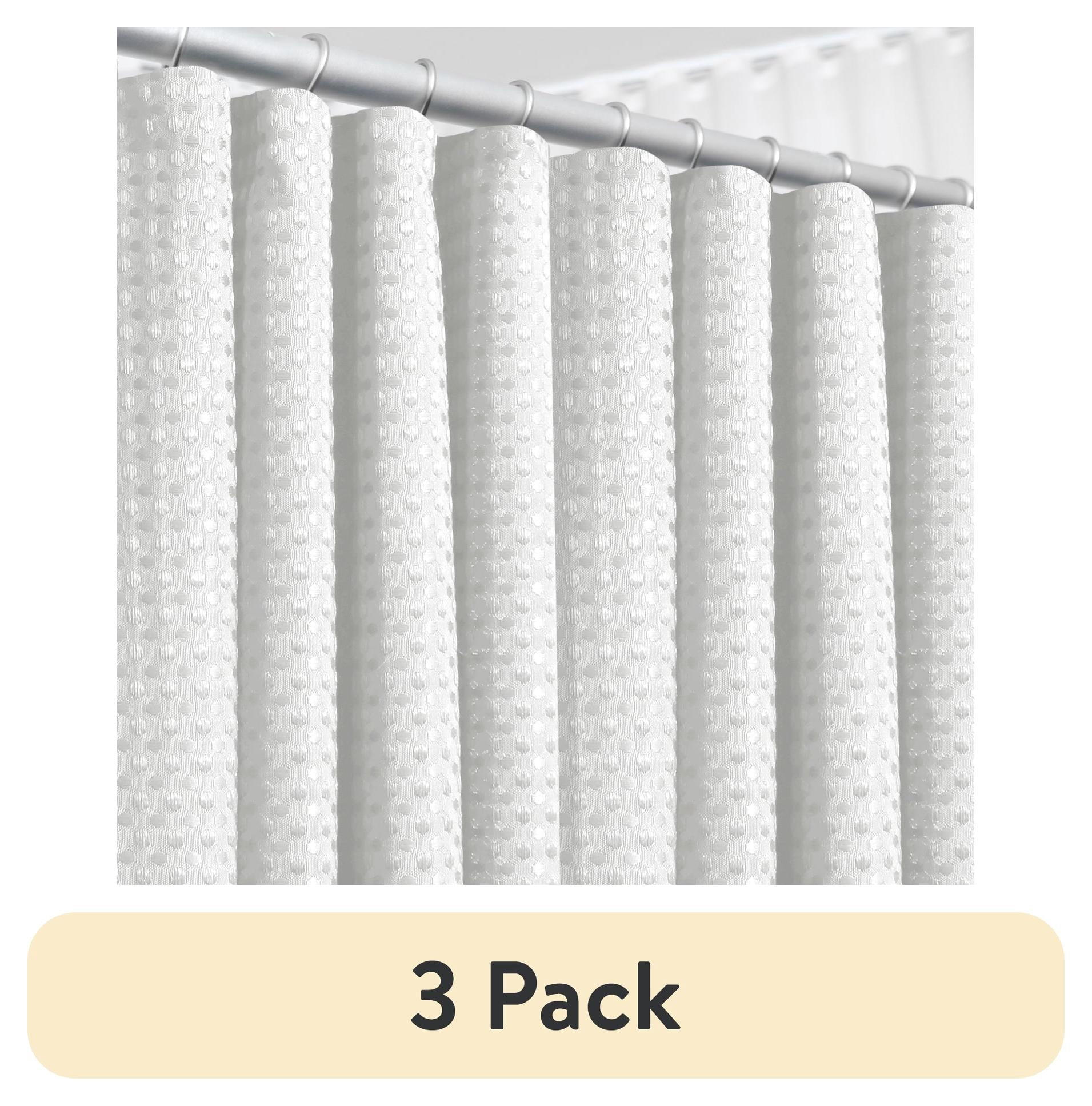 (3 pack) LammaLoe White Shower Curtains, Waffle Weave Heavy Duty Fabric Shower Curtain, 72â€ x 72" Hotel Luxury 256 GSM Bathroom Curtains