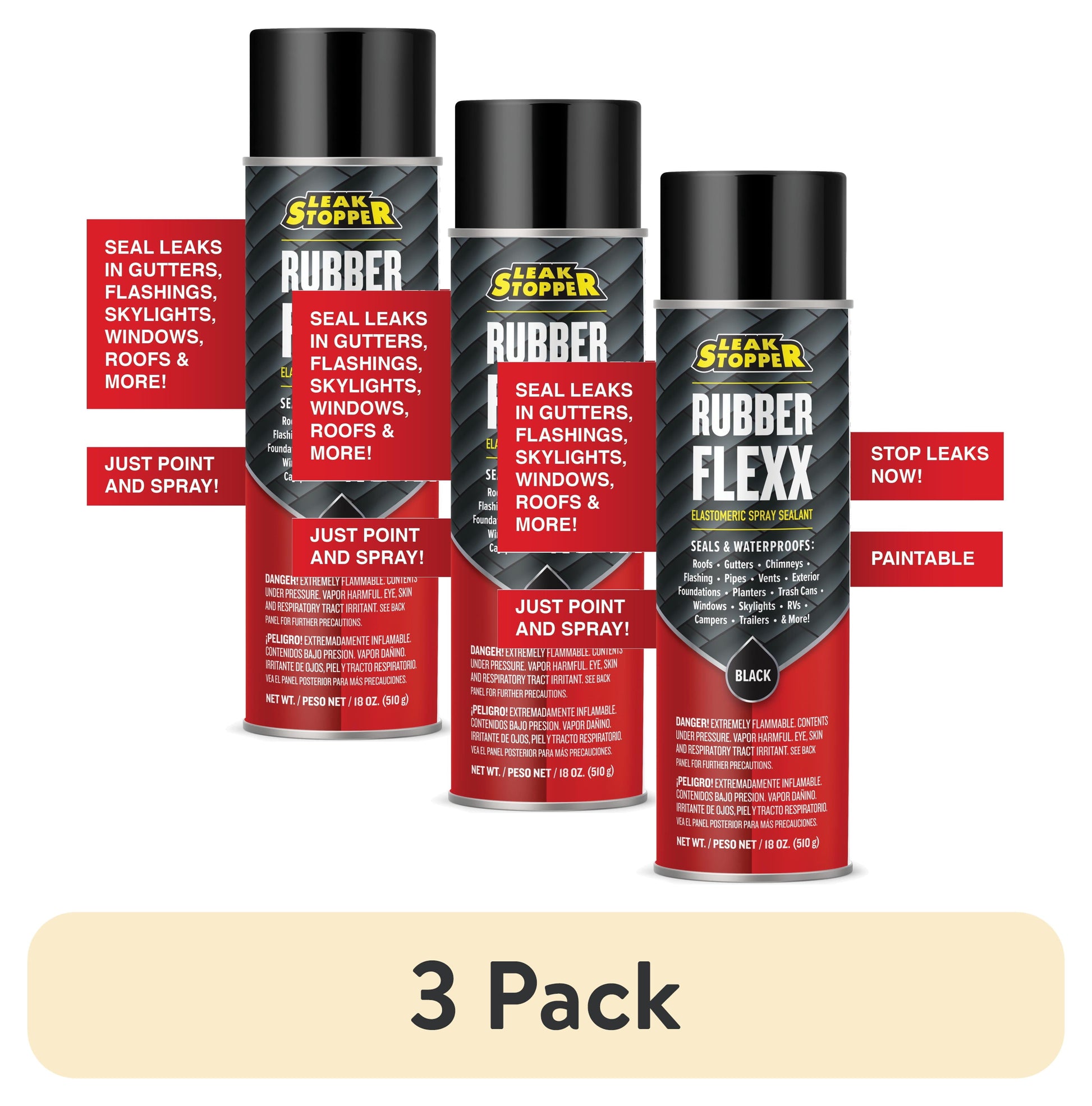 Black Jack Leak Stopper Rubber Flexx, 15 oz Waterproof Flexible Industrial Sealant, Black, 1 Piece
