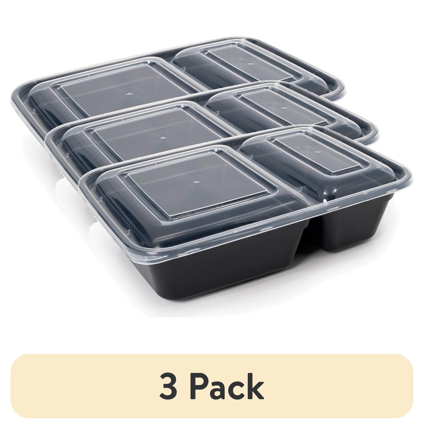 (2 pack) Mainstays 15-Pack Meal Prep Containers with 2 Compartments and Lids, BPA-Free, Leak-Resistant, Microwave Safe