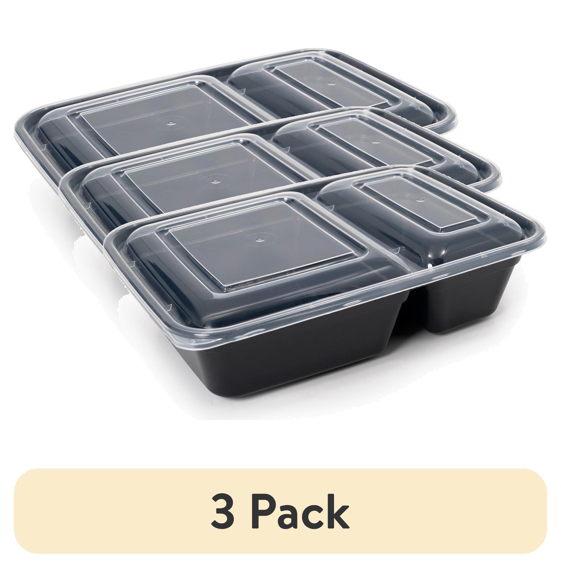 (2 pack) Mainstays 15-Pack Meal Prep Containers with 2 Compartments and Lids, BPA-Free, Leak-Resistant, Microwave Safe