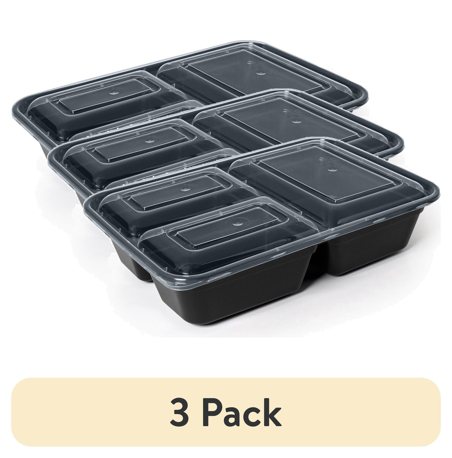(2 pack) Mainstays 15-Pack BPA-Free Meal Prep Containers with 3 Compartments and Lids, Leak-Resistant, Microwave and Dishwasher Safe