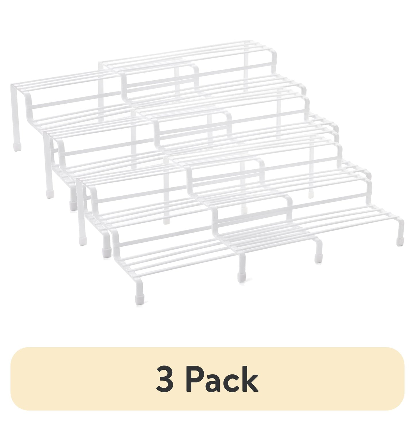 (3 pack) Mainstays Expandable Metal Kitchen Pantry Organization Wire Spice Rack, White