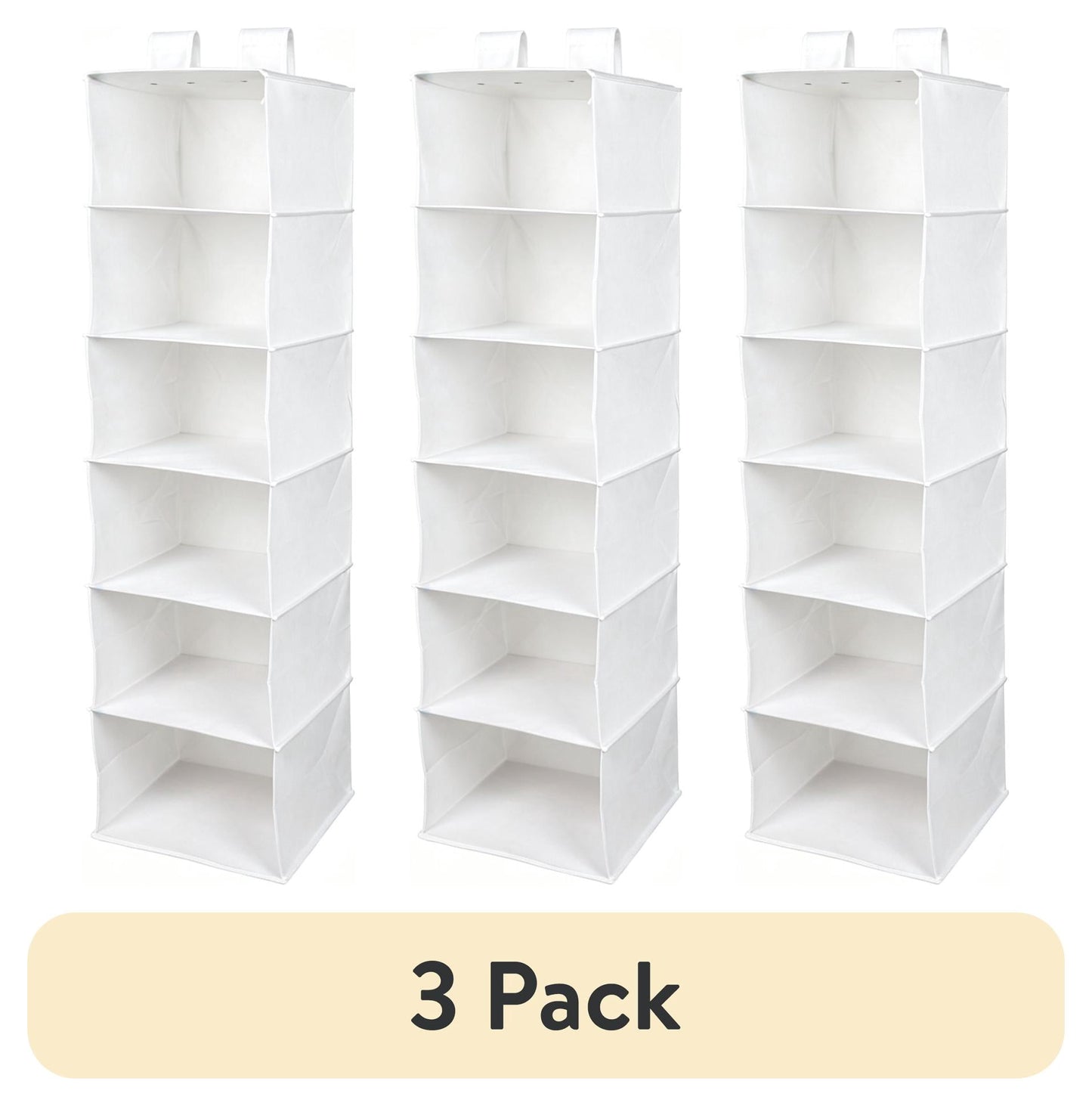 (3 pack) Mainstays 6 Shelf Non-Woven Hanging Closet Organizer Shelf Dividers, Arctic White