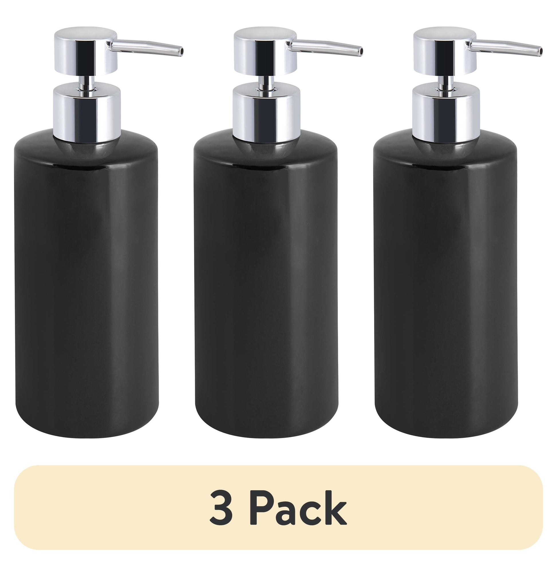 (3 pack) Mainstays Basic Ceramic Lotion Pump Rich Black