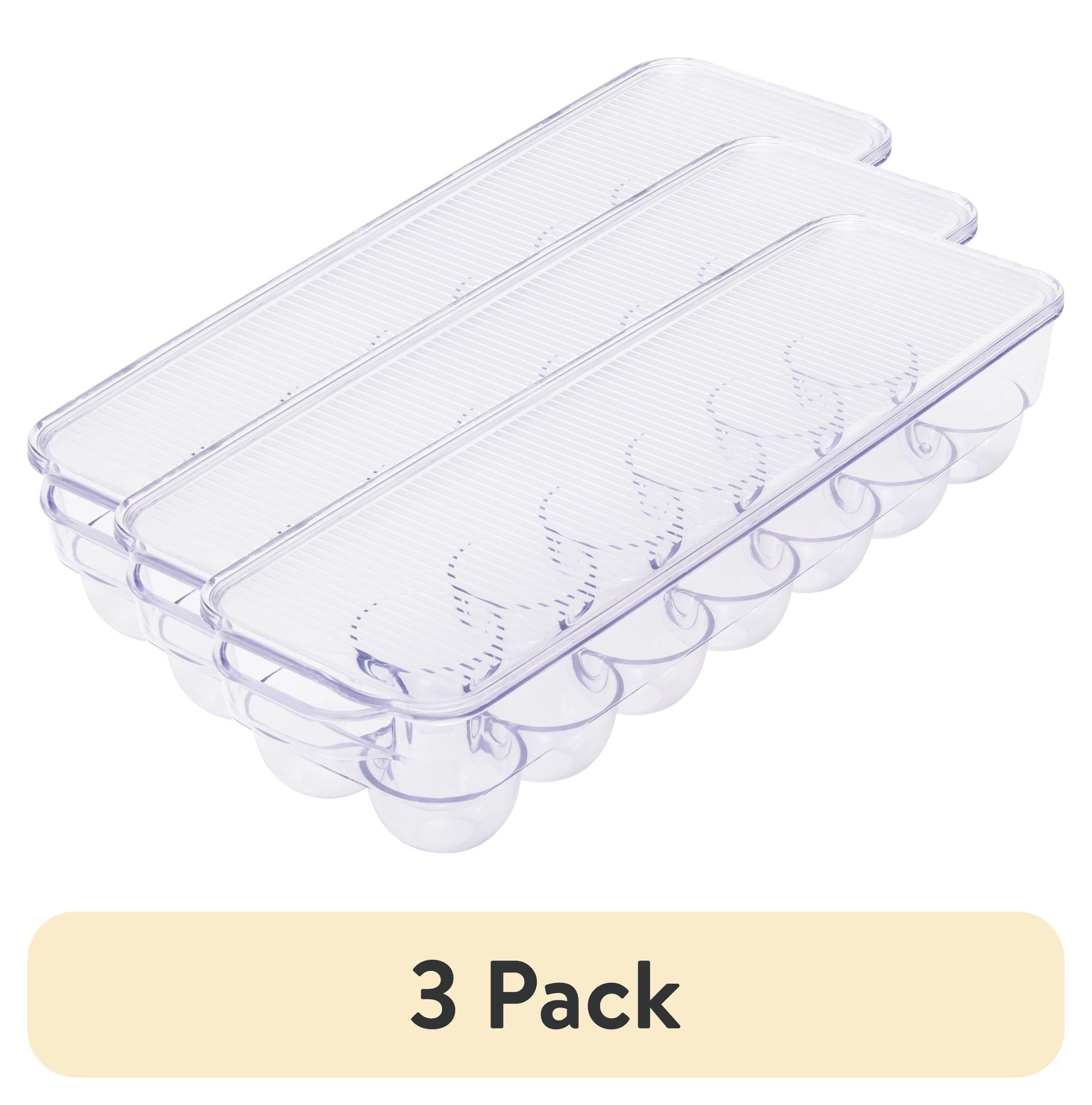 (3 pack) Mainstays Clear Plastic Egg Holder for Refrigerator (Holds 14 Eggs), Made for Refrigerator Egg Storage