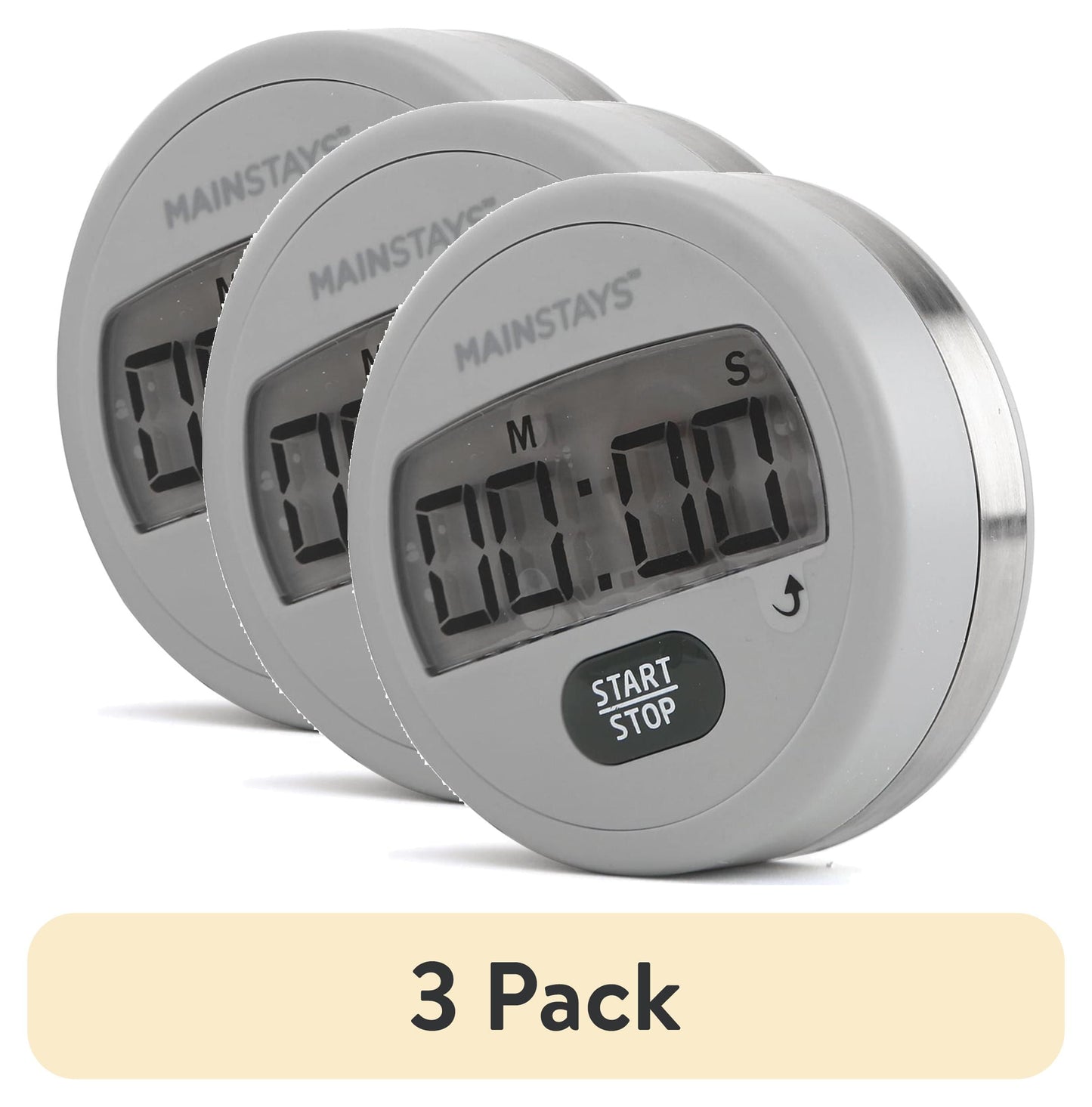(3 pack) Mainstays Digital Kitchen Timer, Magnetic Countdown Count up Timer with Large LCD Display
