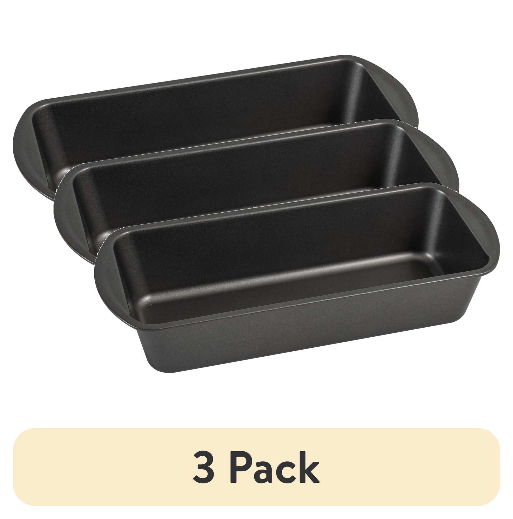 (3 pack) Mainstays Molde para Pan de Barra Largo Antiadherente, 12''x5'', Gris, Acero Al Carbono