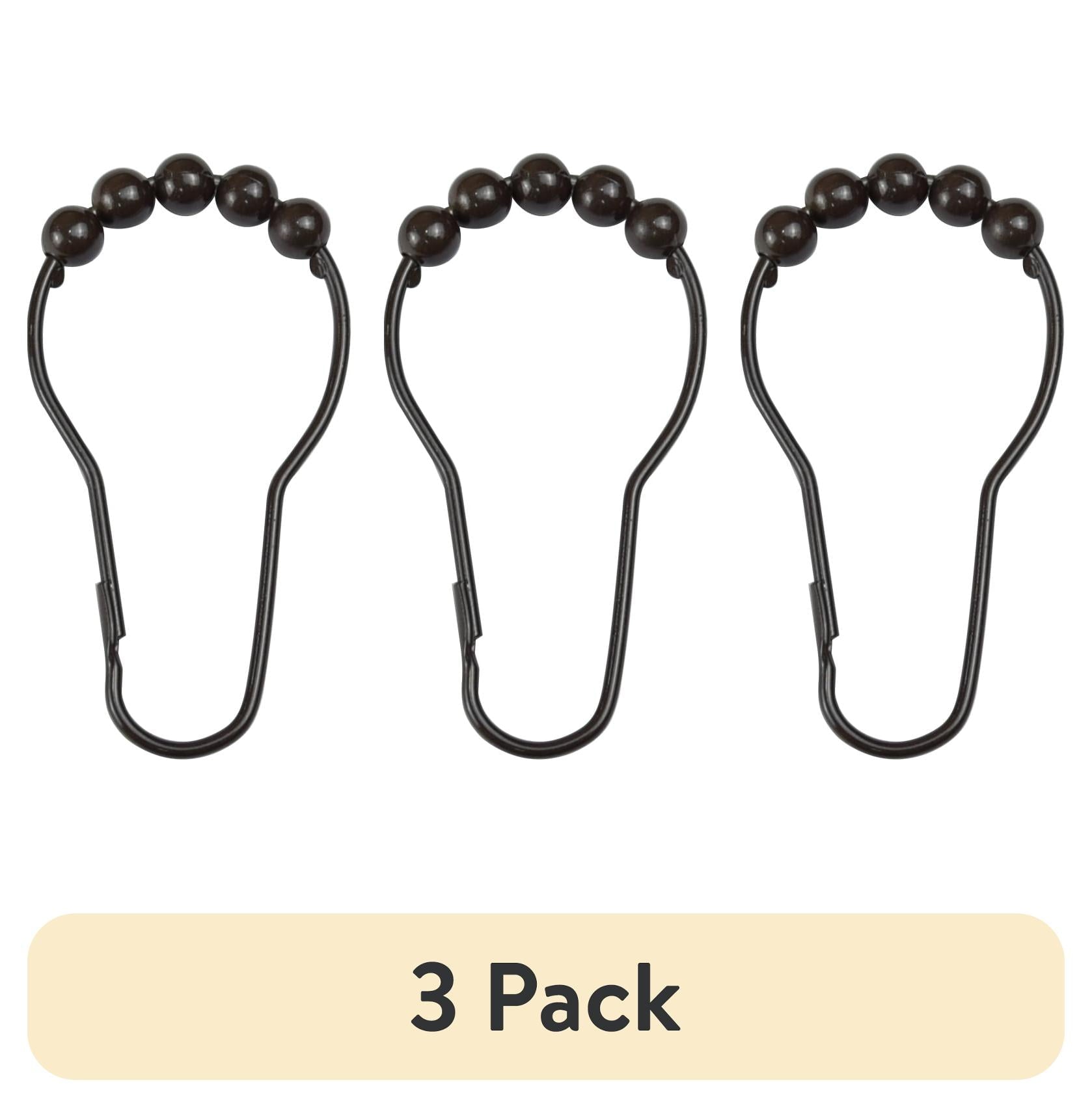 (3 pack) Mainstays, Shower Curtain Rollerball Hooks, Bronze, 12Piece/Set, 100% Iron