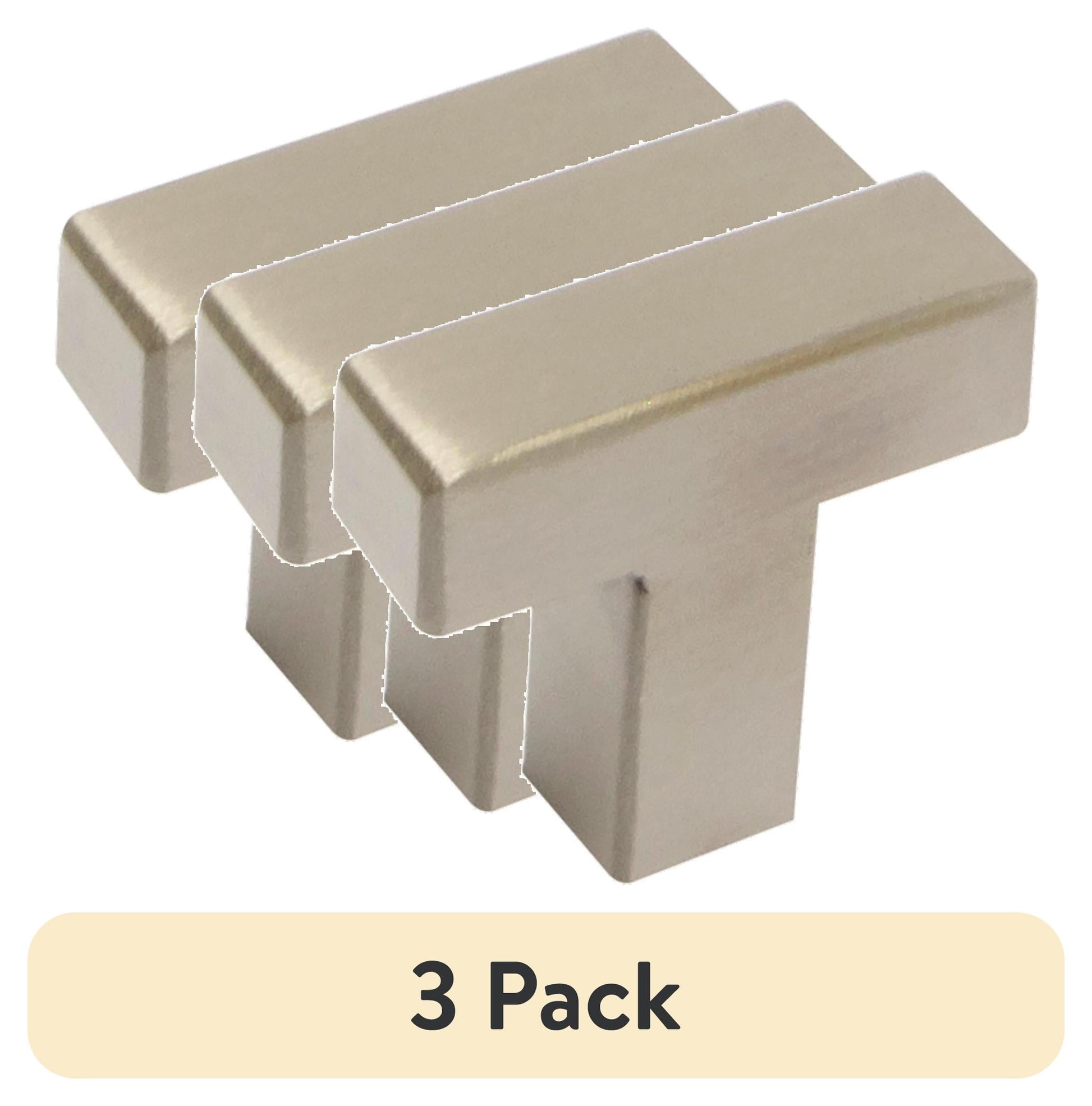 (3 pack) Mainstays Simple Modern Square 1-1/4 in. (32 mm) Stainless Steel Cabinet Bar Knob (2-Pack)
