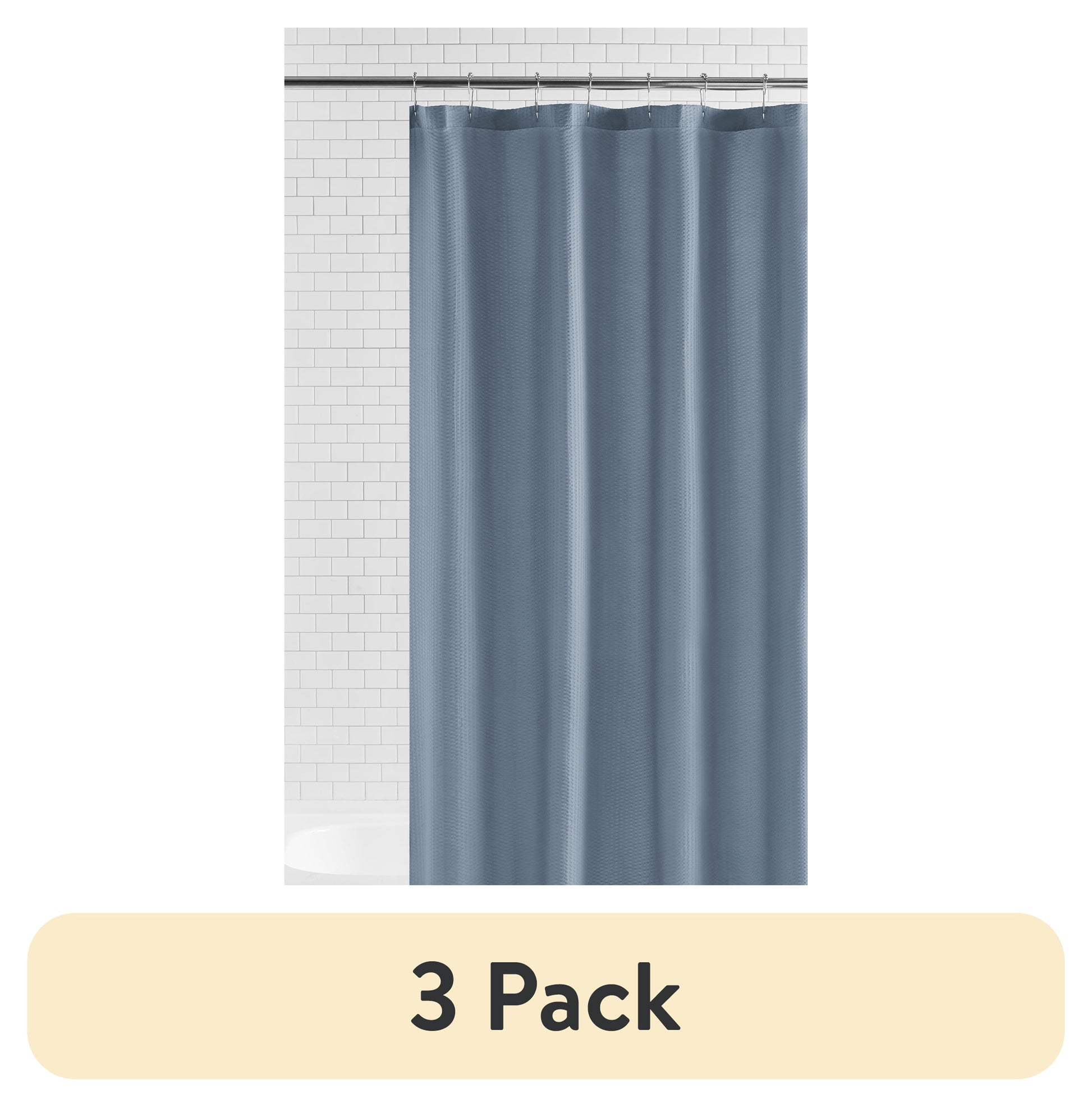 (3 pack) Mainstays Water Repellent Microfiber Fabric Shower Liner, 70 x 72 in., Blue