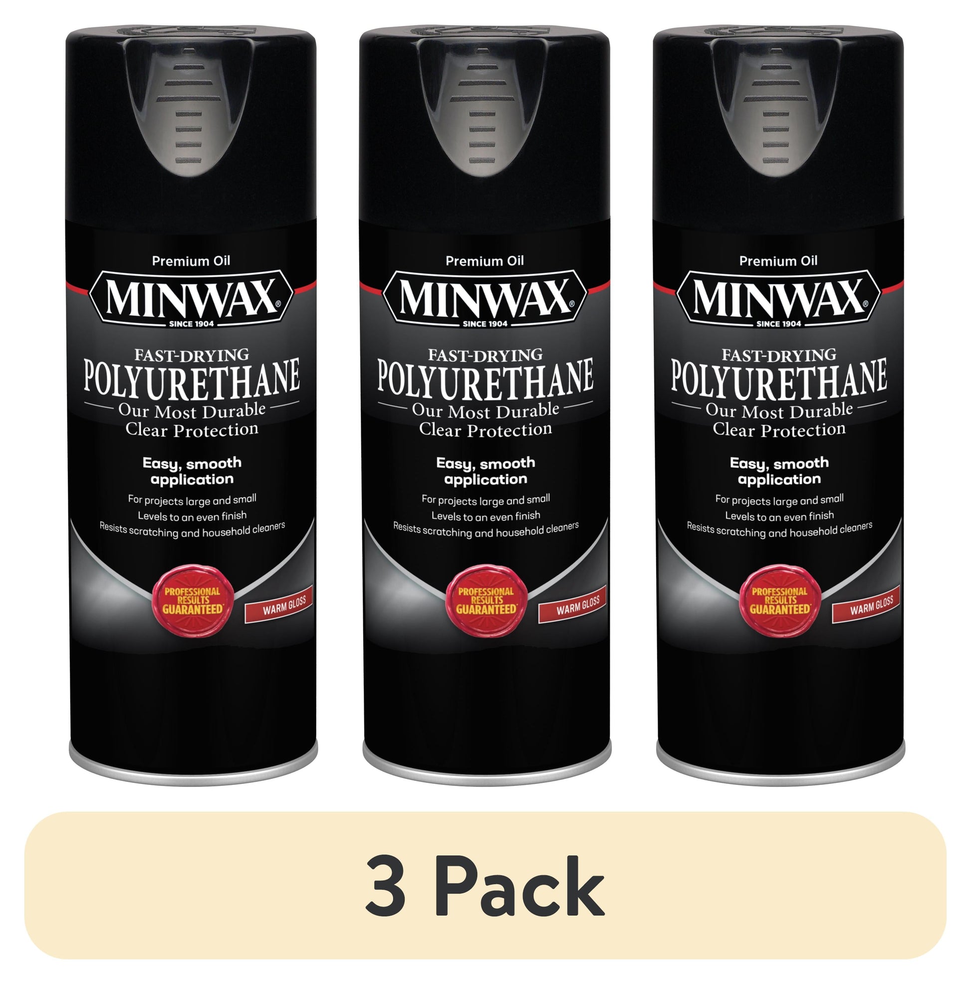 (3 pack) Minwax 33050000 Fast-Drying Polyurethane, Warm Gloss, Clear, 11.5 oz, (1 Piece, 1 Pack)