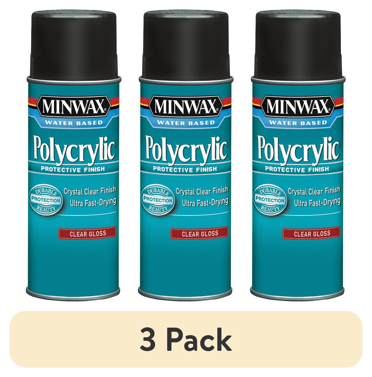 (3 pack) Minwax Polycrylic Protective Finish, Clear Gloss, Clear, 11.5 oz