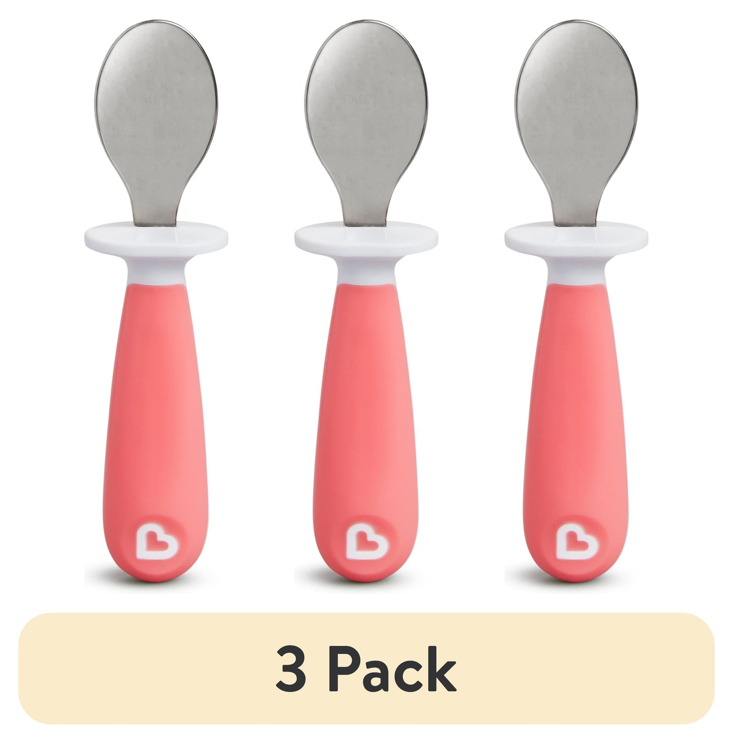 (3 pack) MunchkinÂ® Raise Toddler Fork and Spoon, Pink/Purple, 12+ months, 4 Pack