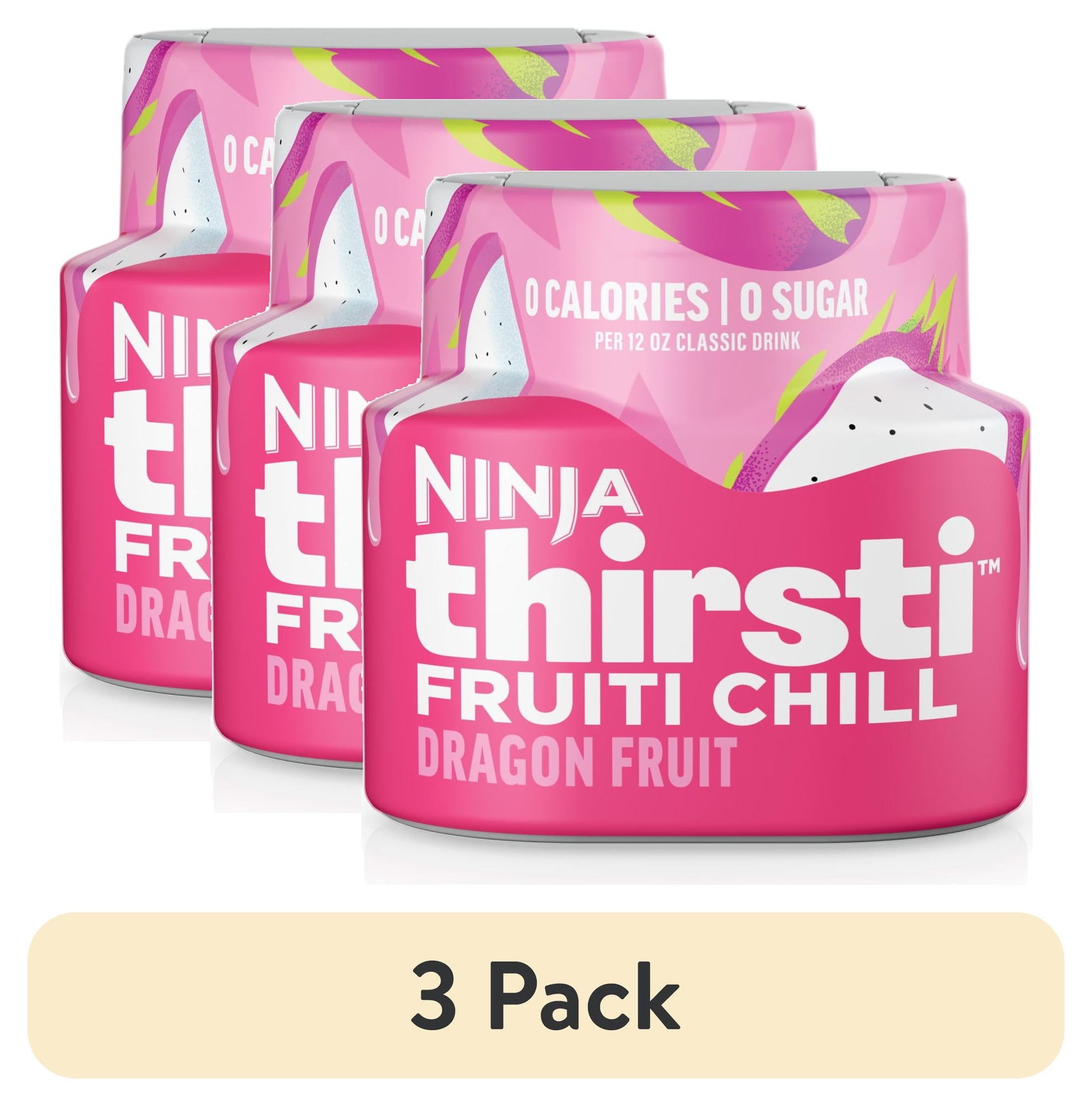 (3 pack) Ninja Thirsti FRUITI CHILL Dragon Fruit Flavored Liquid Water Drops, 1 Flavor Pod, WCFDGFT61